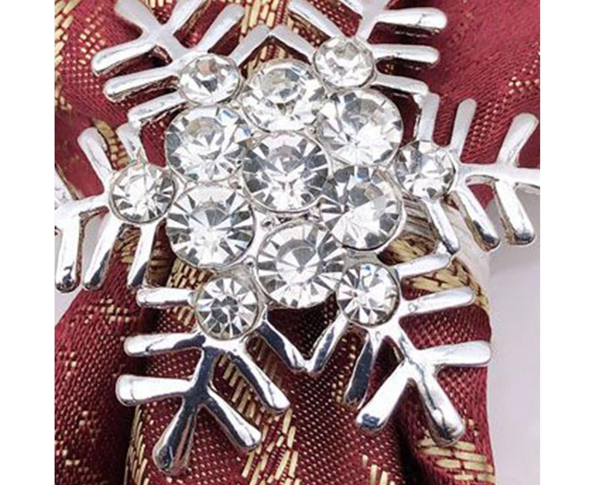 6Pcs Napkin Rings Snowflake Shape Multi-purpose Alloy Snowflake Napkin Rings Set for Gift-Silver - Image 7