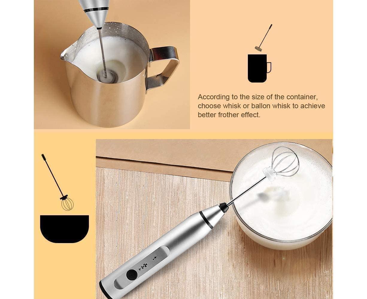 Milk Frother - Handheld Rechargeable - Stainless Whisks - Image 5