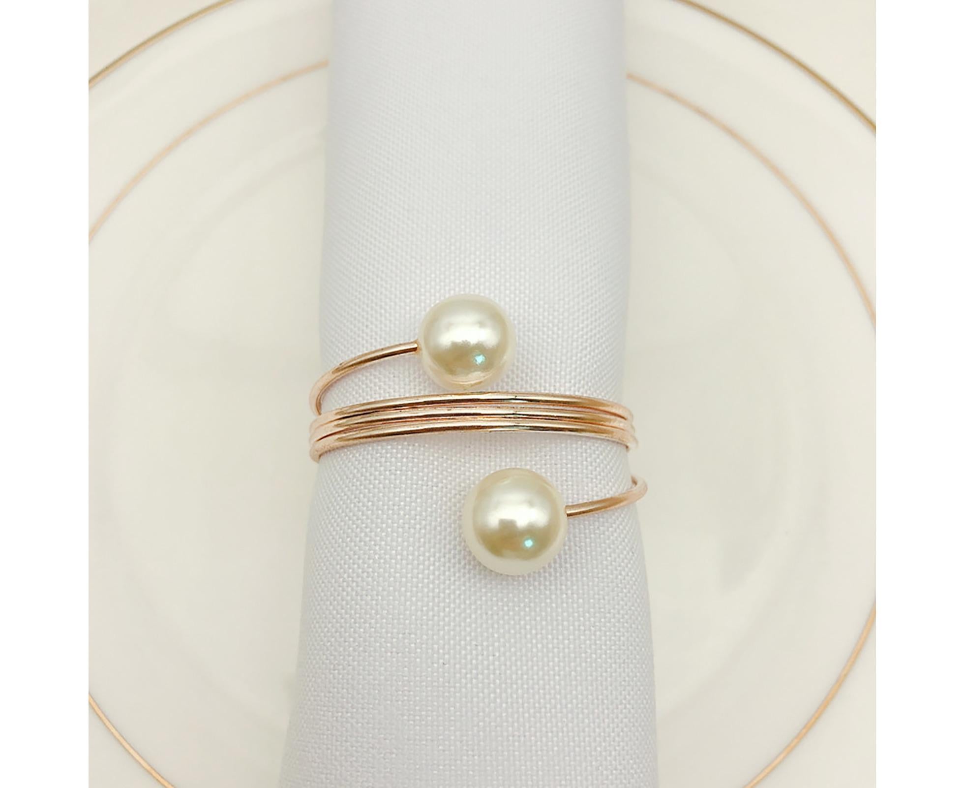 6Pcs Artificial Pearl Spring Shape Towel Napkin Ring Hotel Party Banquet Decor-Silver - Image 8