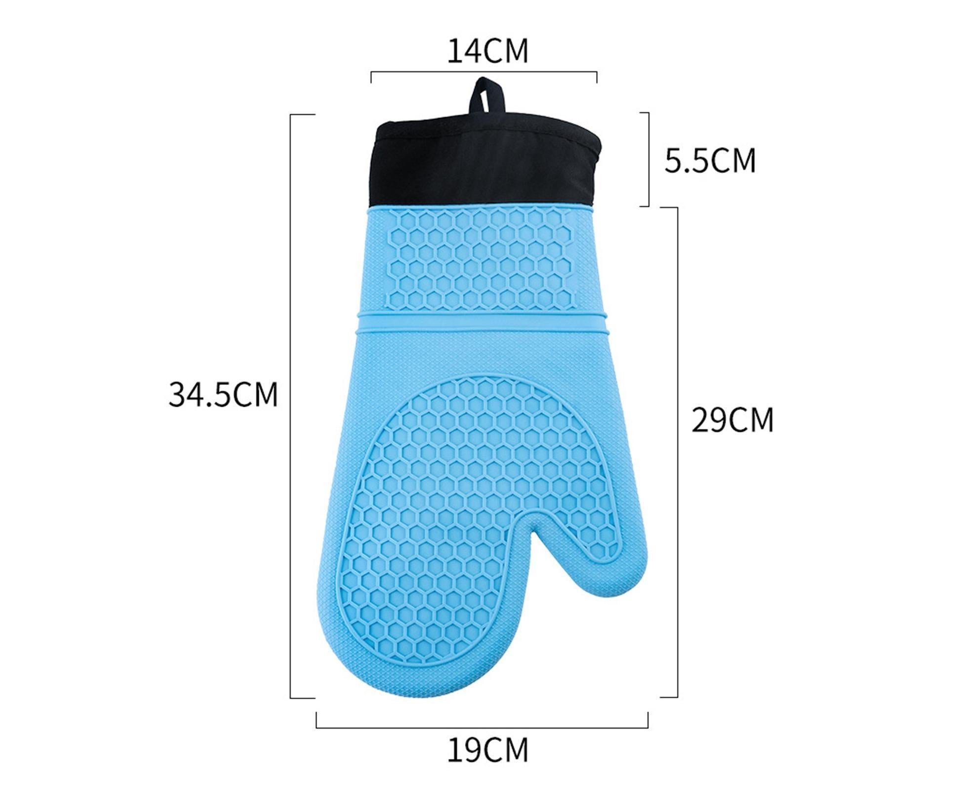 1Pc Waterproof Heat Resistant Silicone Mitt Triple Layer Hot Pads Oven Glove for Kitchen-Blue - Image 5