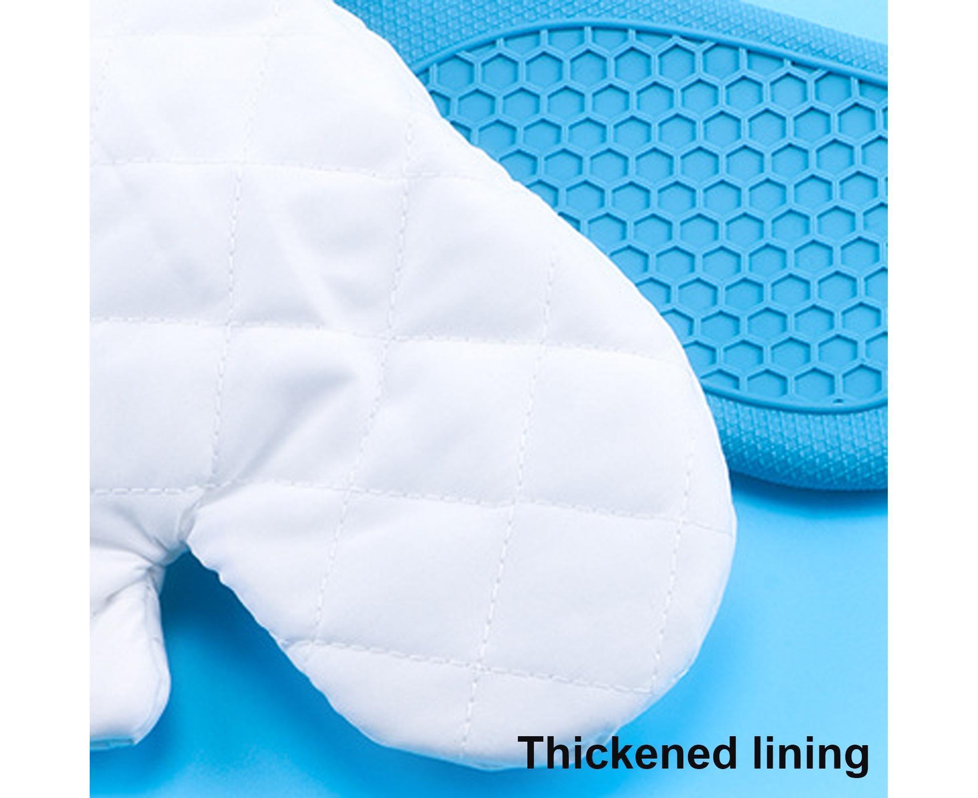 1Pc Waterproof Heat Resistant Silicone Mitt Triple Layer Hot Pads Oven Glove for Kitchen-Blue - Image 8