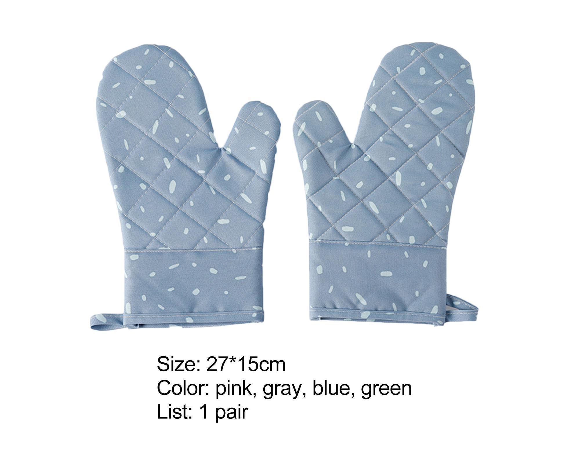 1 Pair Oven Gloves Anti-sbabies Heat Insulation Fabric Thicker Baking Mitts for Kitchen-Blue - Image 7