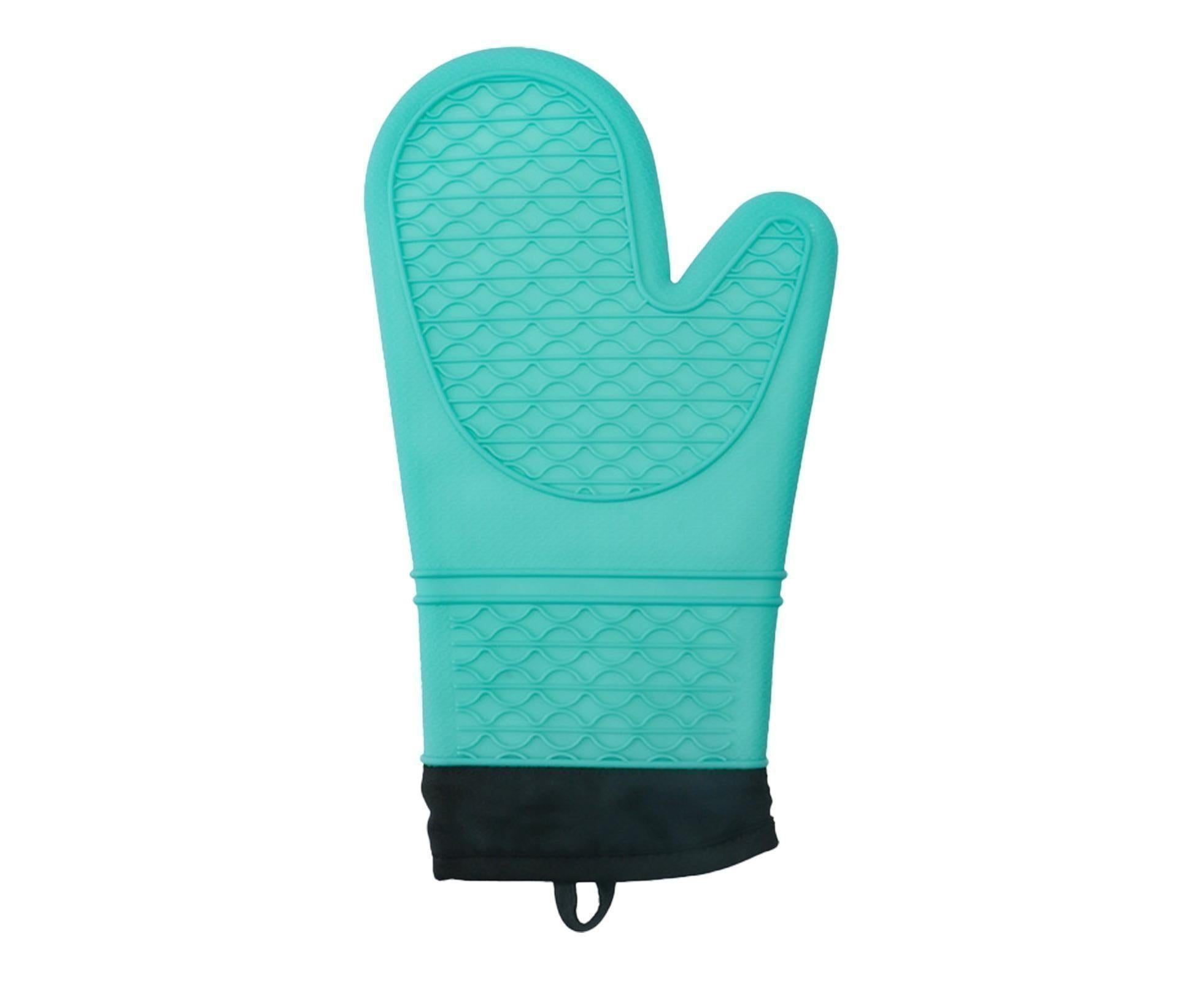 1Pc Oven Mitt Silicone Extra Length - Green - Image 1