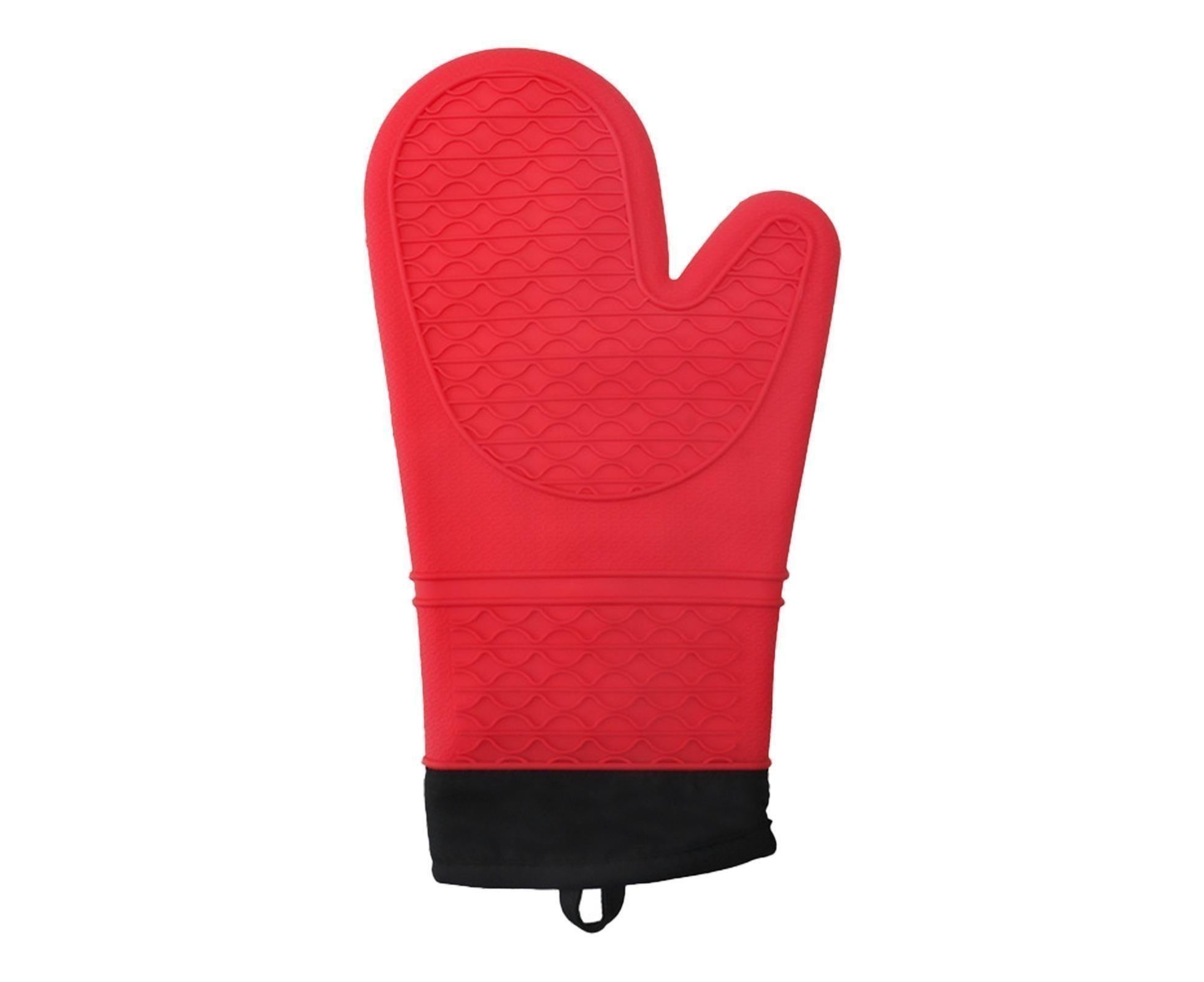 1Pc Oven Mitt Silicone Extra Length - Red - Image 1