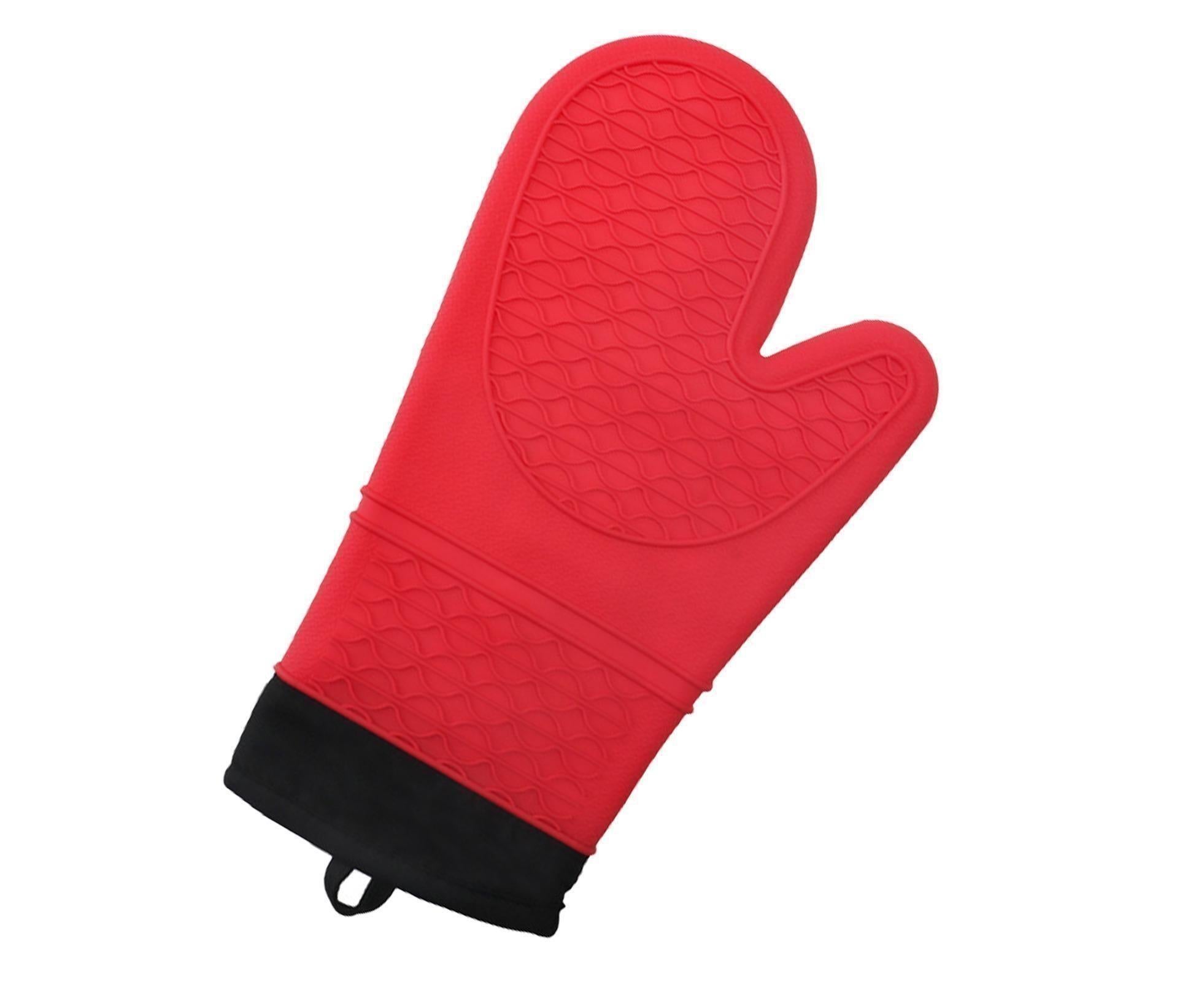 1Pc Oven Mitt Silicone Extra Length - Red - Image 2