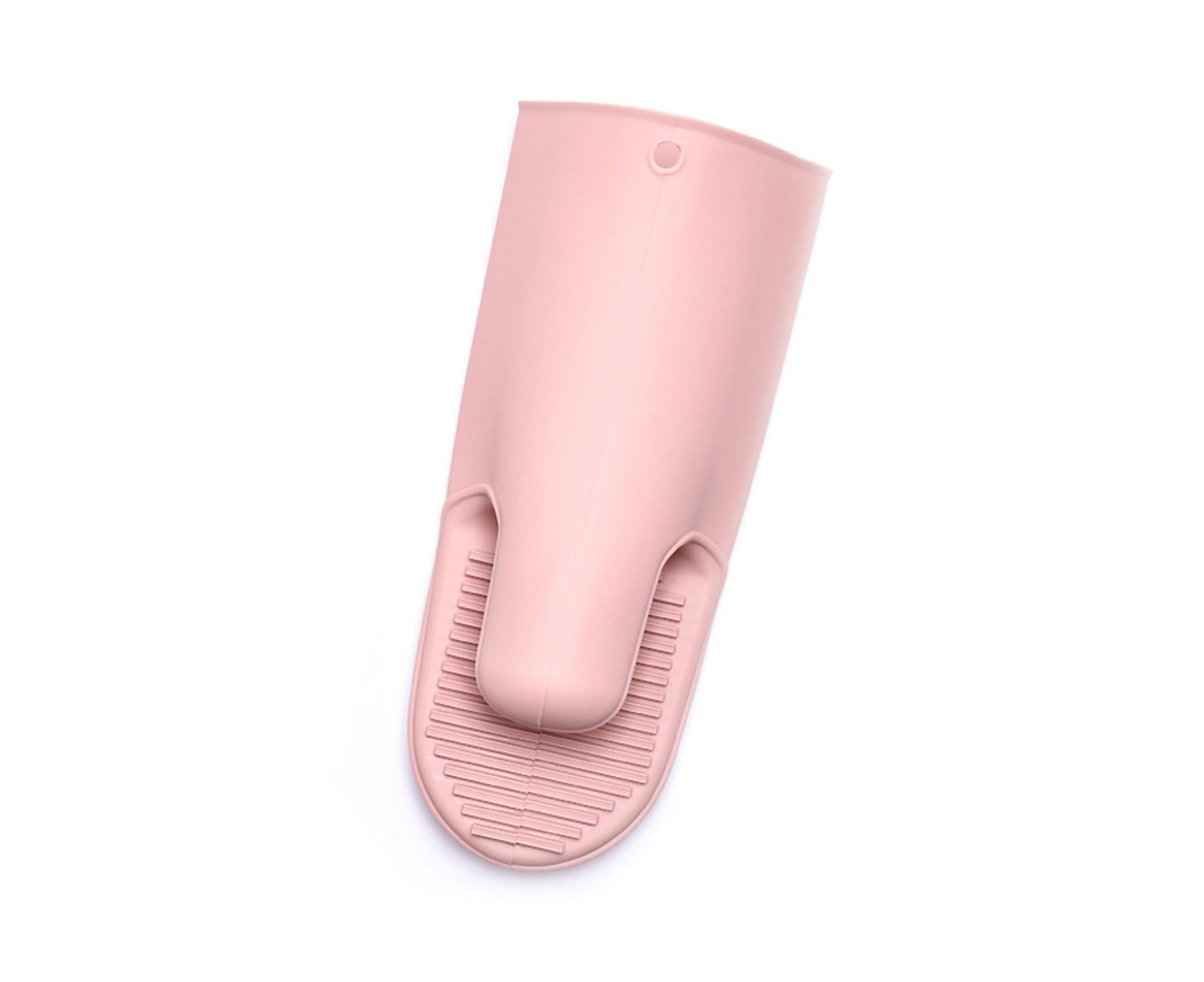 Heat Resistant Silicone Non-slip Oven Grilling BBQ Mitts Cooking Baking Gloves-Pink - Image 1