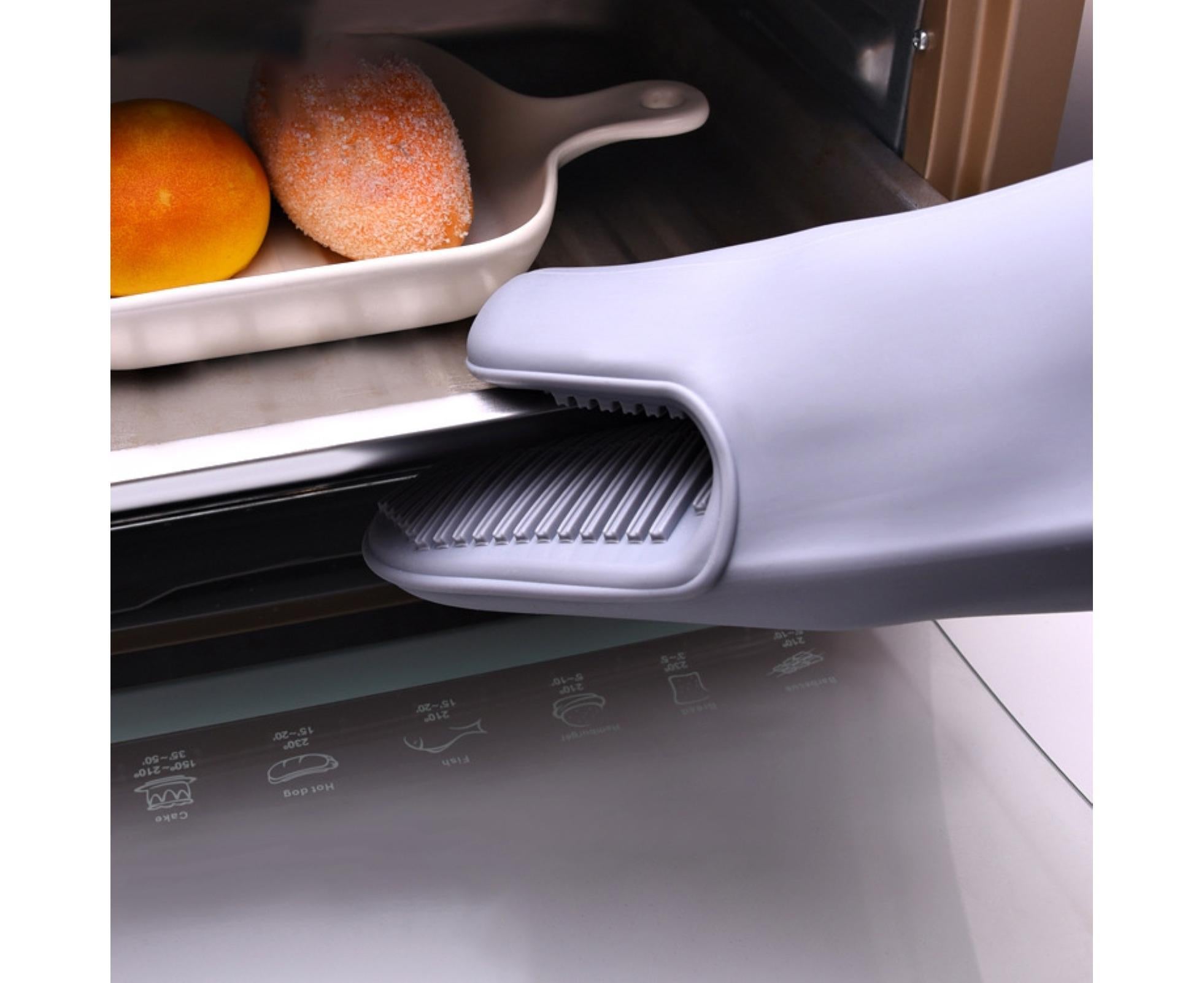 Heat Resistant Silicone Non-slip Oven Grilling BBQ Mitts Cooking Baking Gloves-Green - Image 4