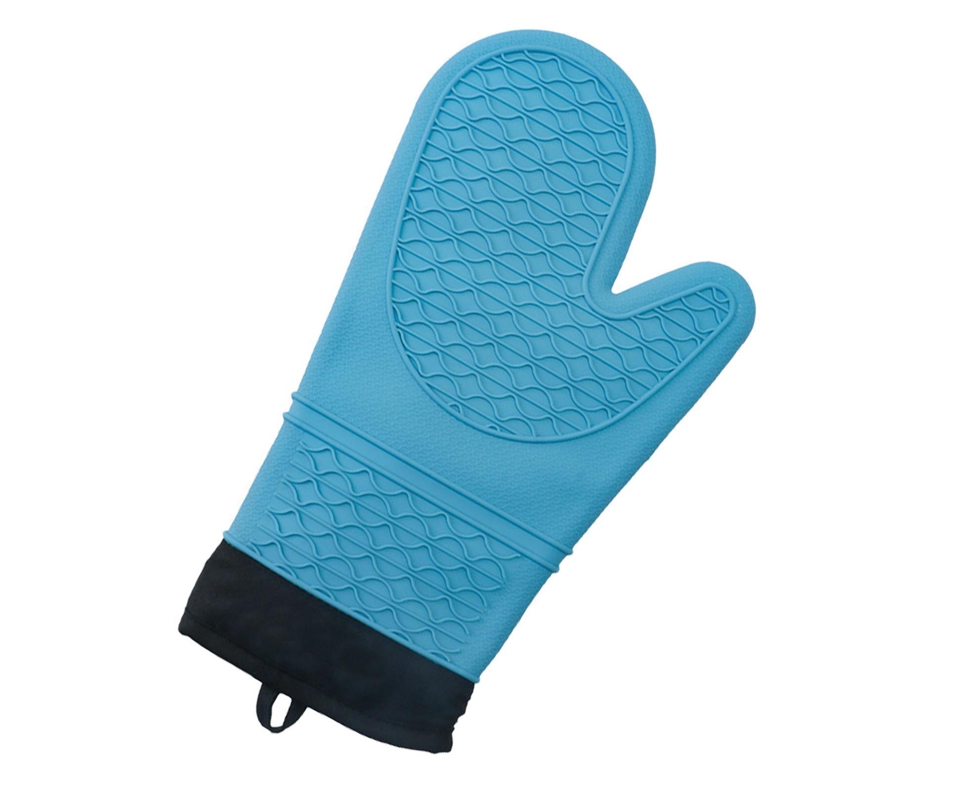1Pc Oven Mitt Silicone Extra Length - Sky Blue - Image 2