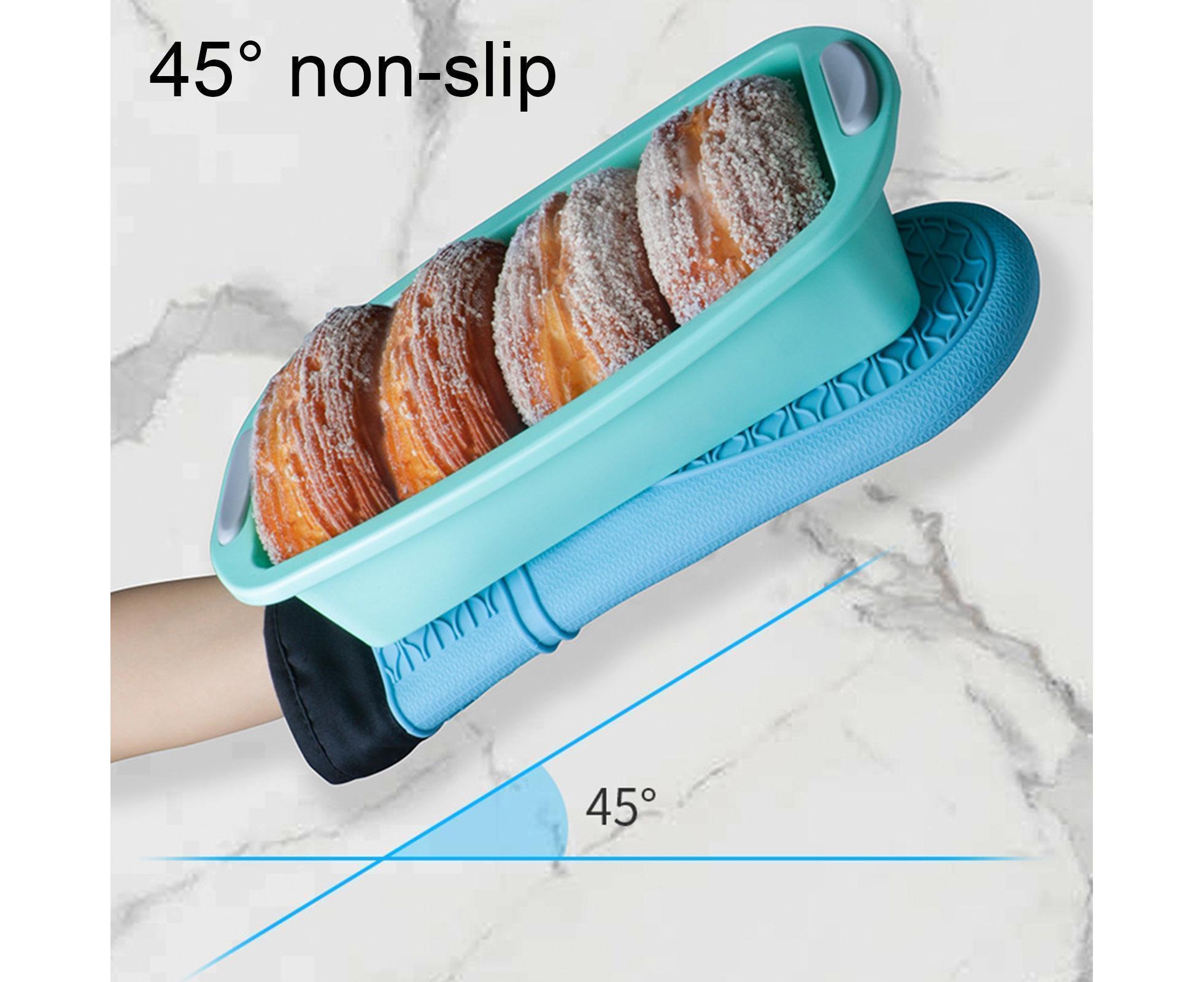 1Pc Oven Mitt Silicone Extra Length - Sky Blue - Image 4