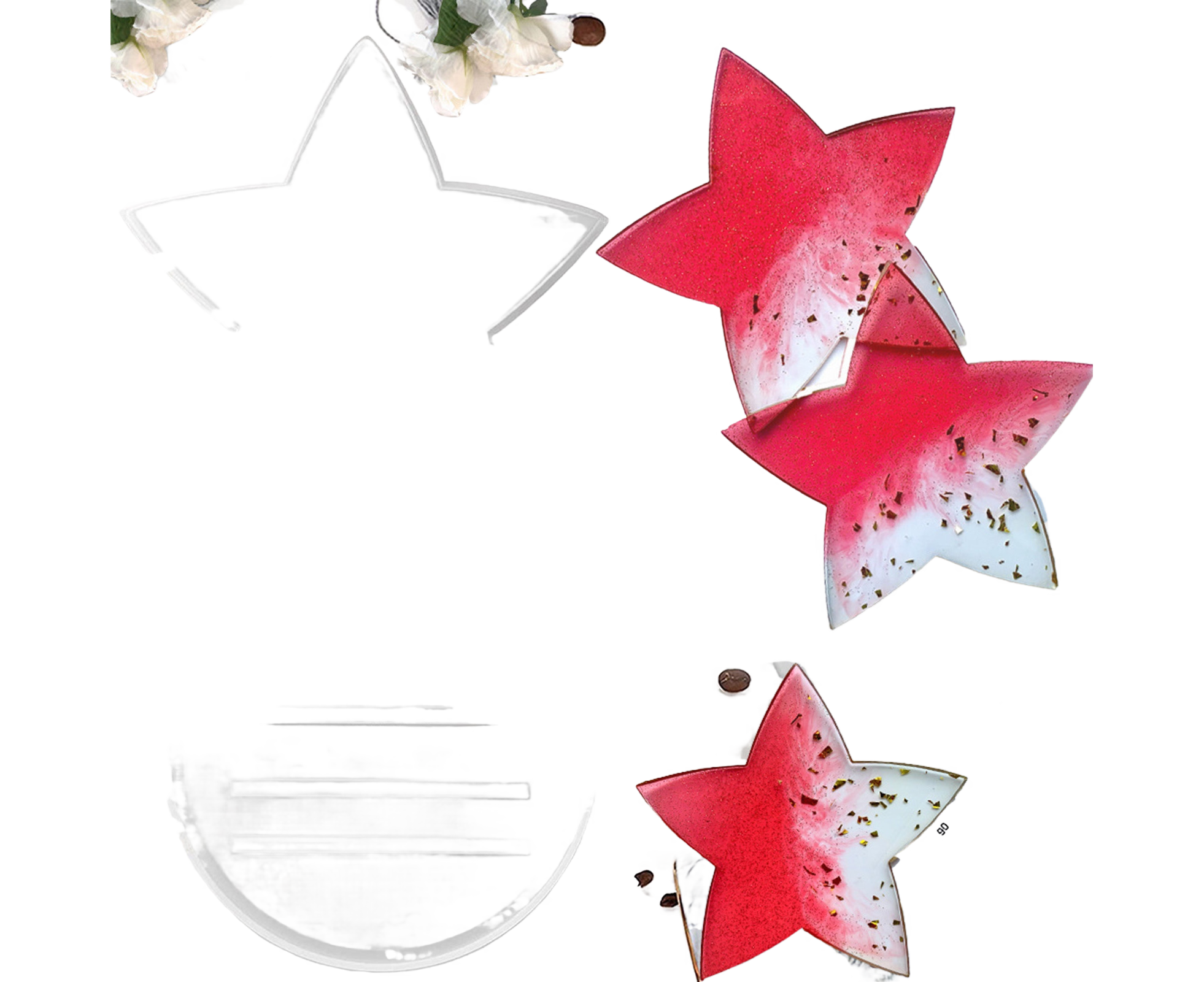 1 Set Star Shape Coaster Mold - Transparent - Image 1