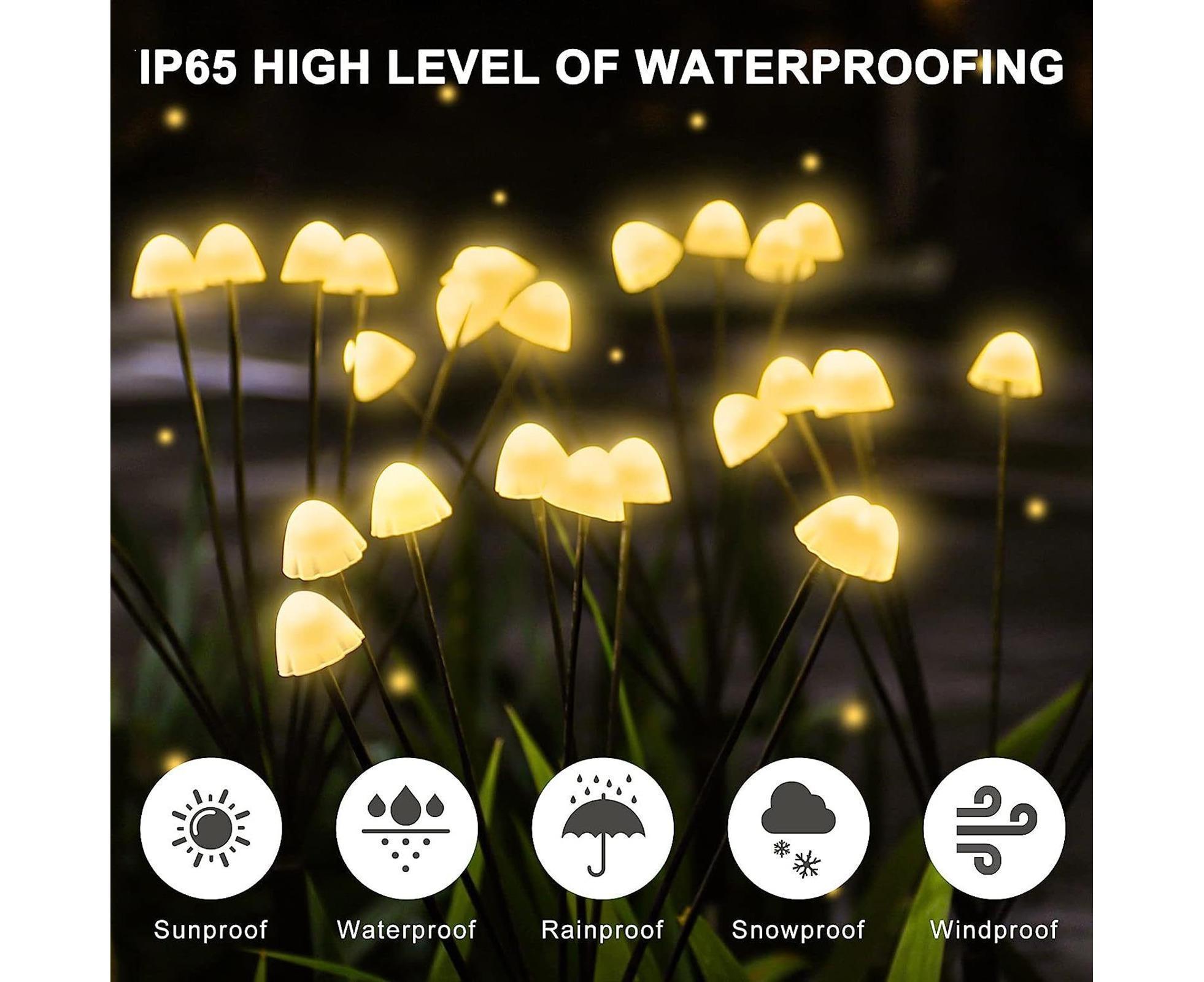 2Pcs Solar Mushroom Light - 6pcs Warm White - Image 3
