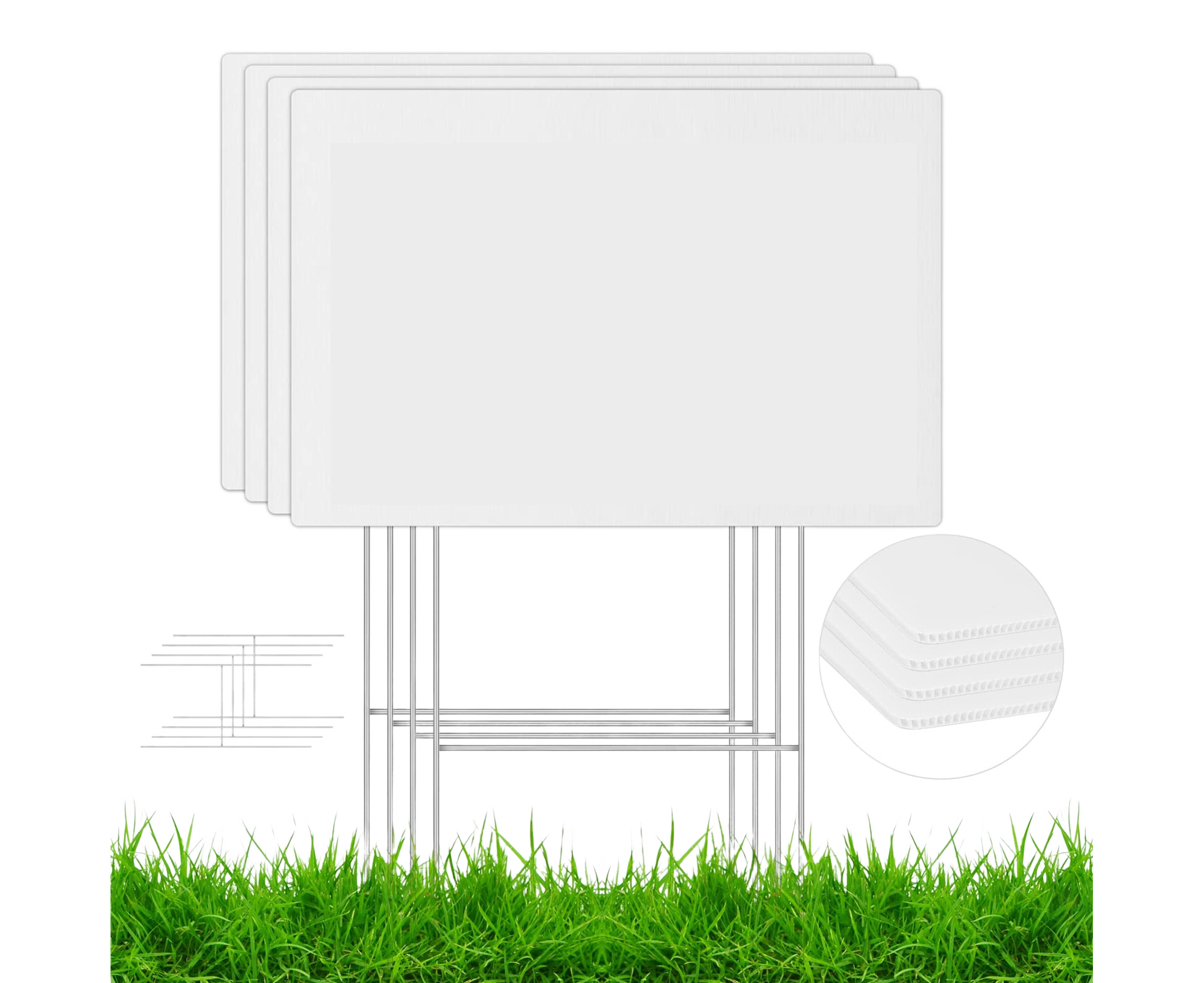 4Pcs Blank Yard Signs with H Stakes - 4pcs - Image 1