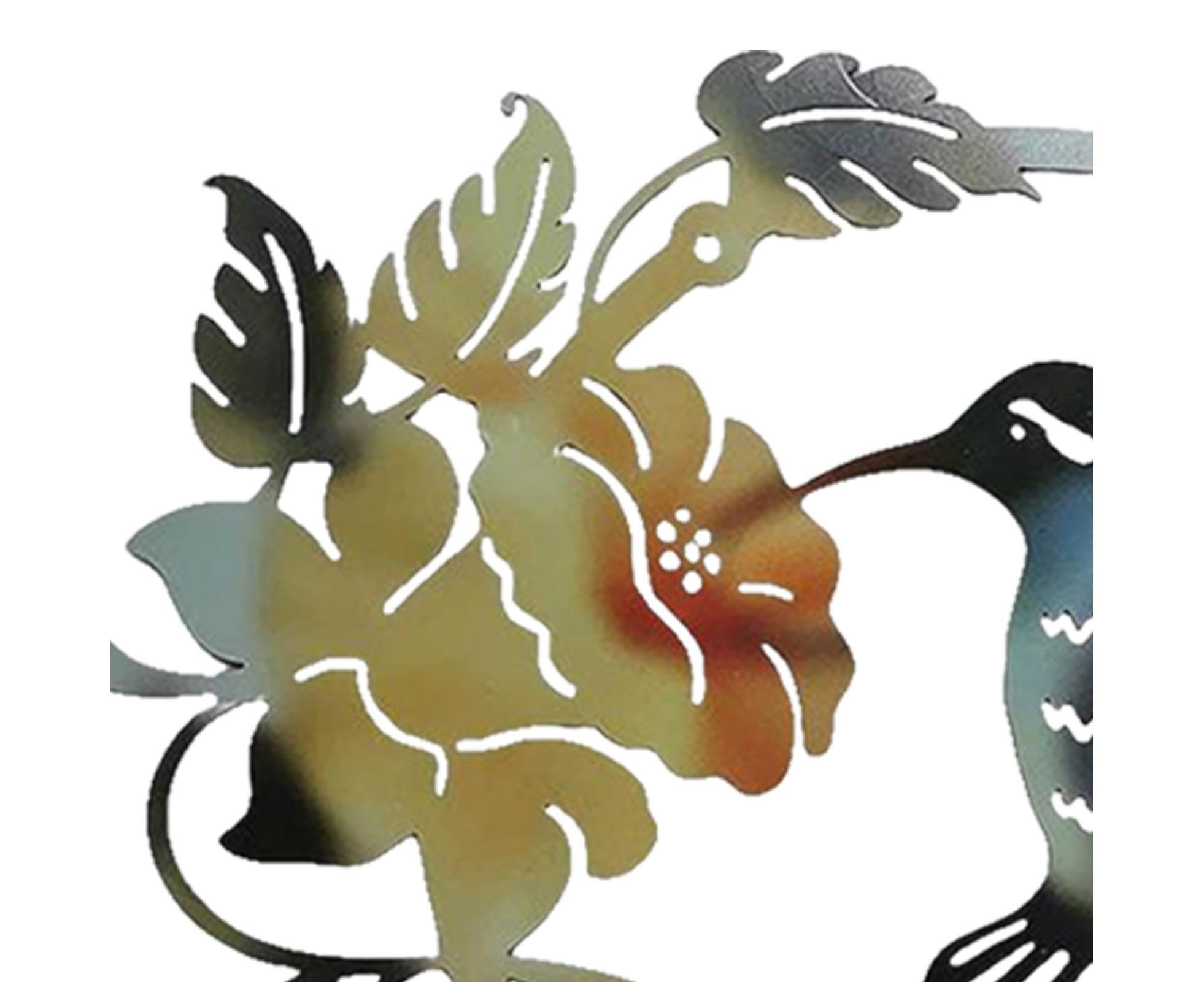 Metal Bird Wall Art Decor Hummingbird - Yellow - Image 3