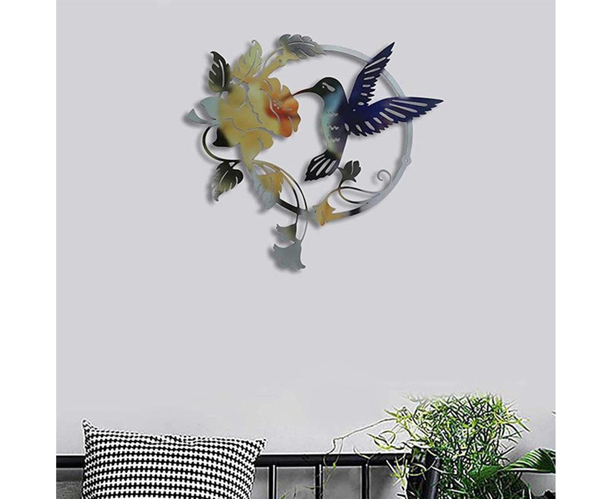 Metal Bird Wall Art Decor Hummingbird - Yellow - Image 4