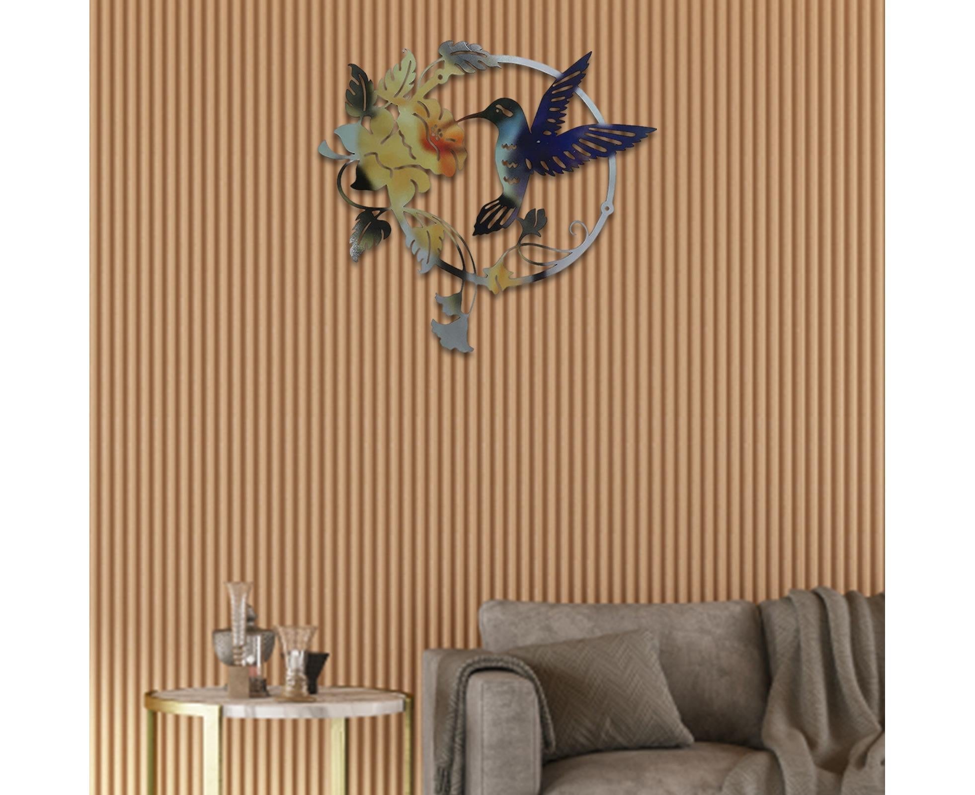 Metal Bird Wall Art Decor Hummingbird - Yellow - Image 6