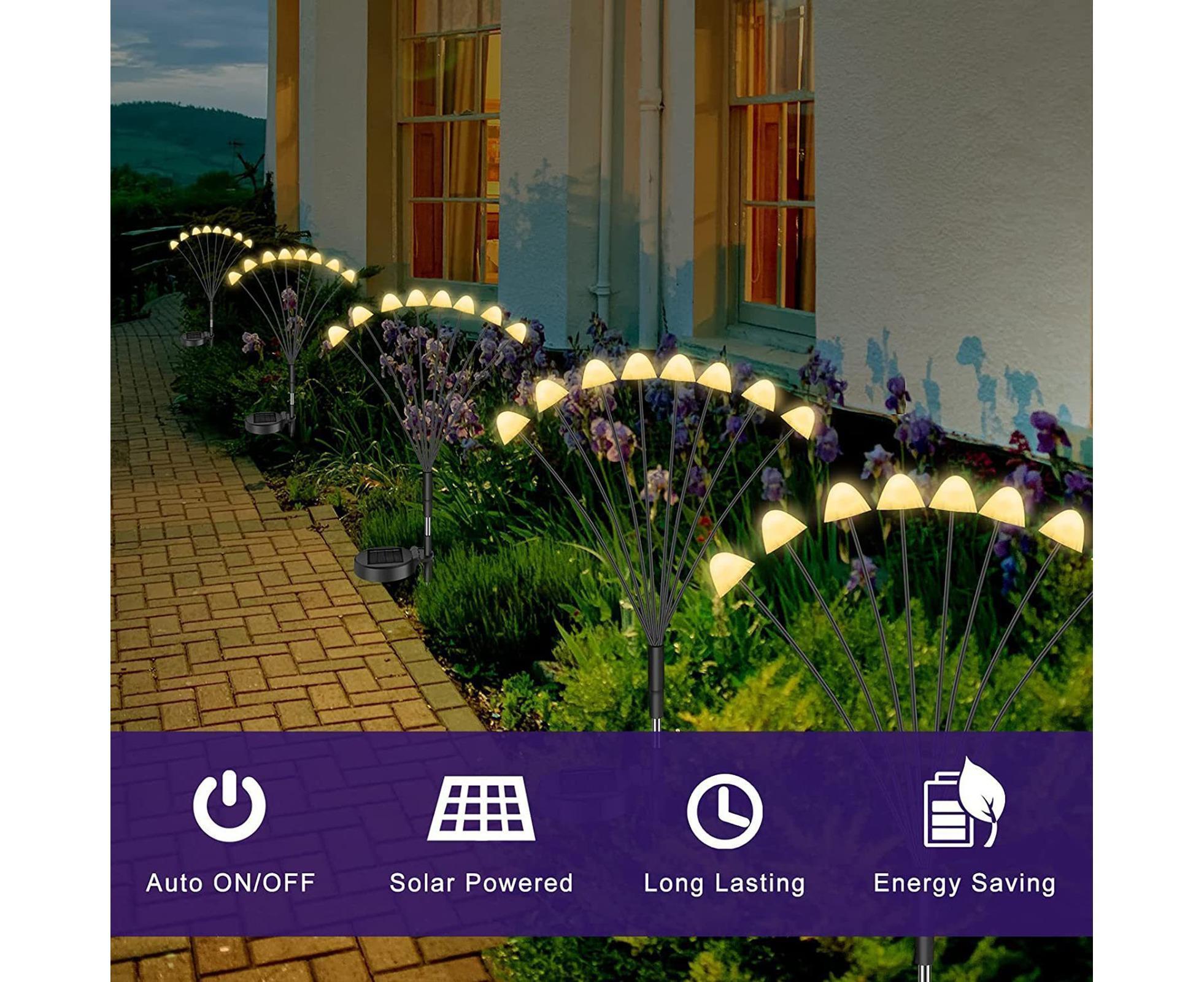 2Pcs Solar Mushroom Light - 8pcs Warm White - Image 5