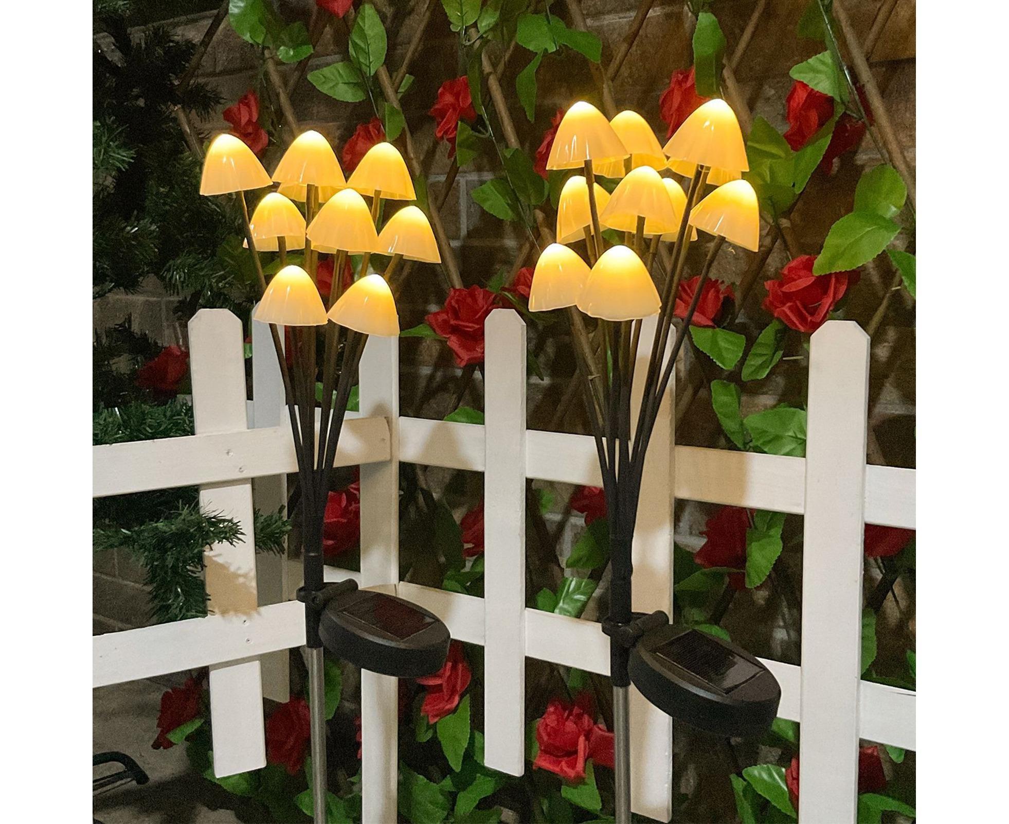 2Pcs Solar Mushroom Light - 8pcs Warm White - Image 6
