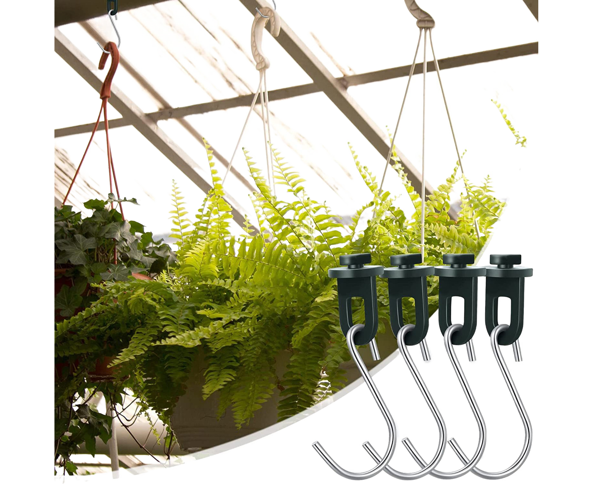 1 Set Plant Hanging Hook S-shaped - Green - Image 1