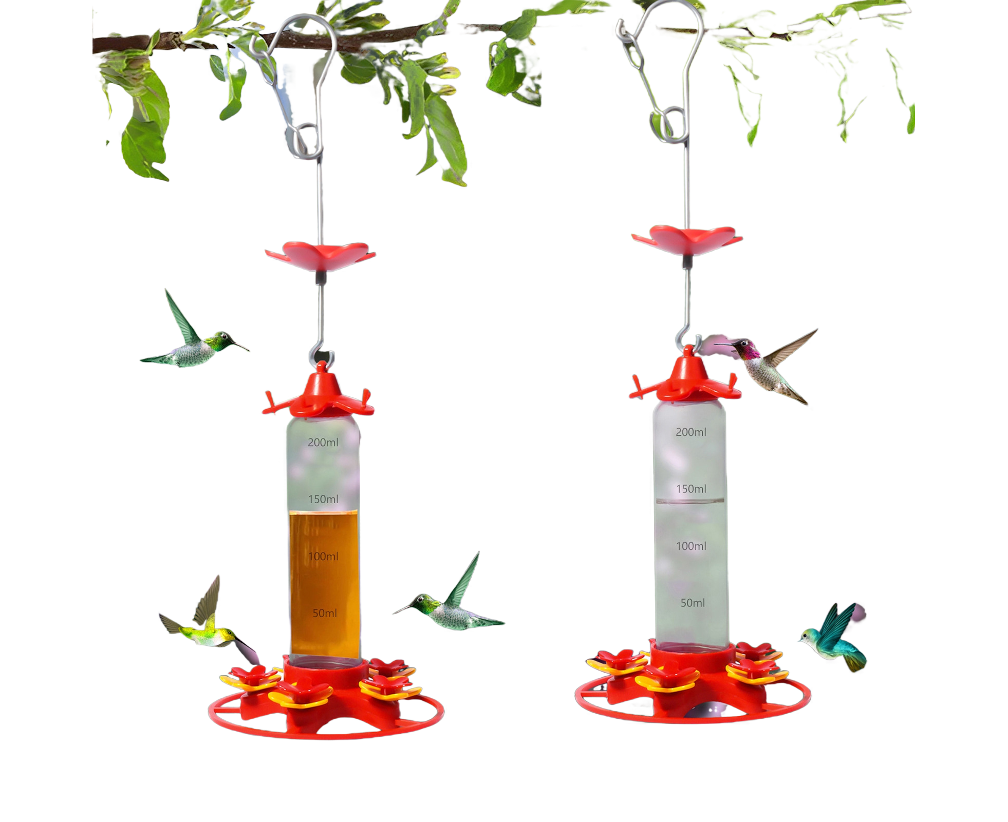 Hanging Feeder Hook Leakproof Hummingbird Feeder - Red - Image 1