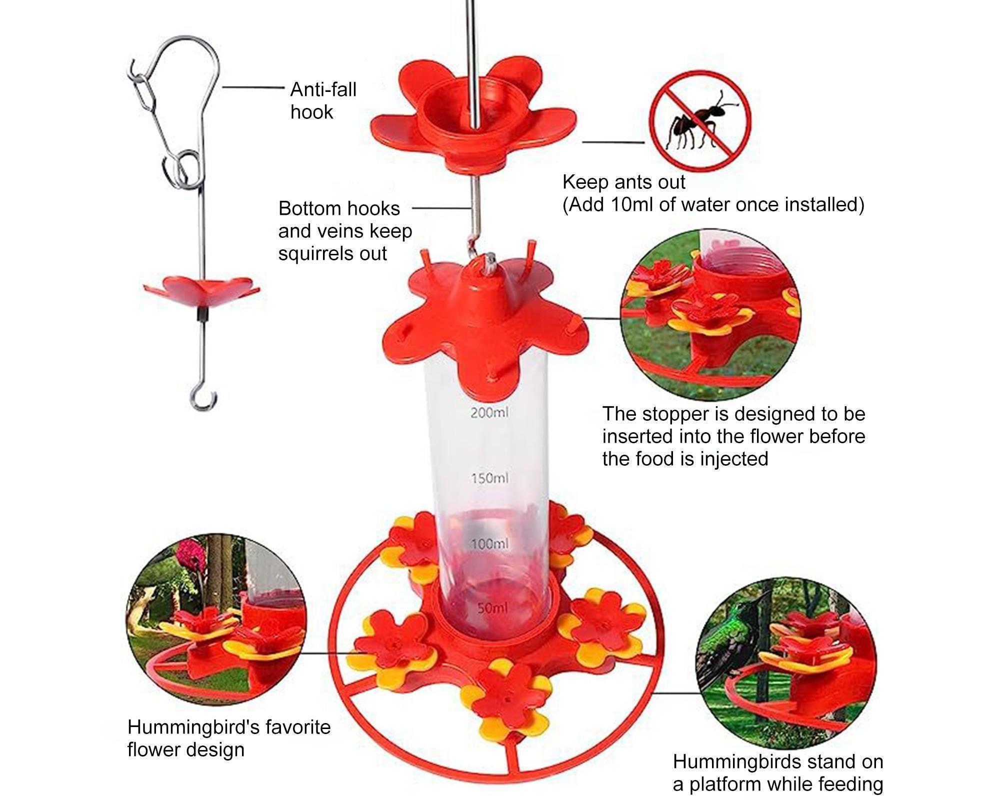 Hanging Feeder Hook Leakproof Hummingbird Feeder - Red - Image 3