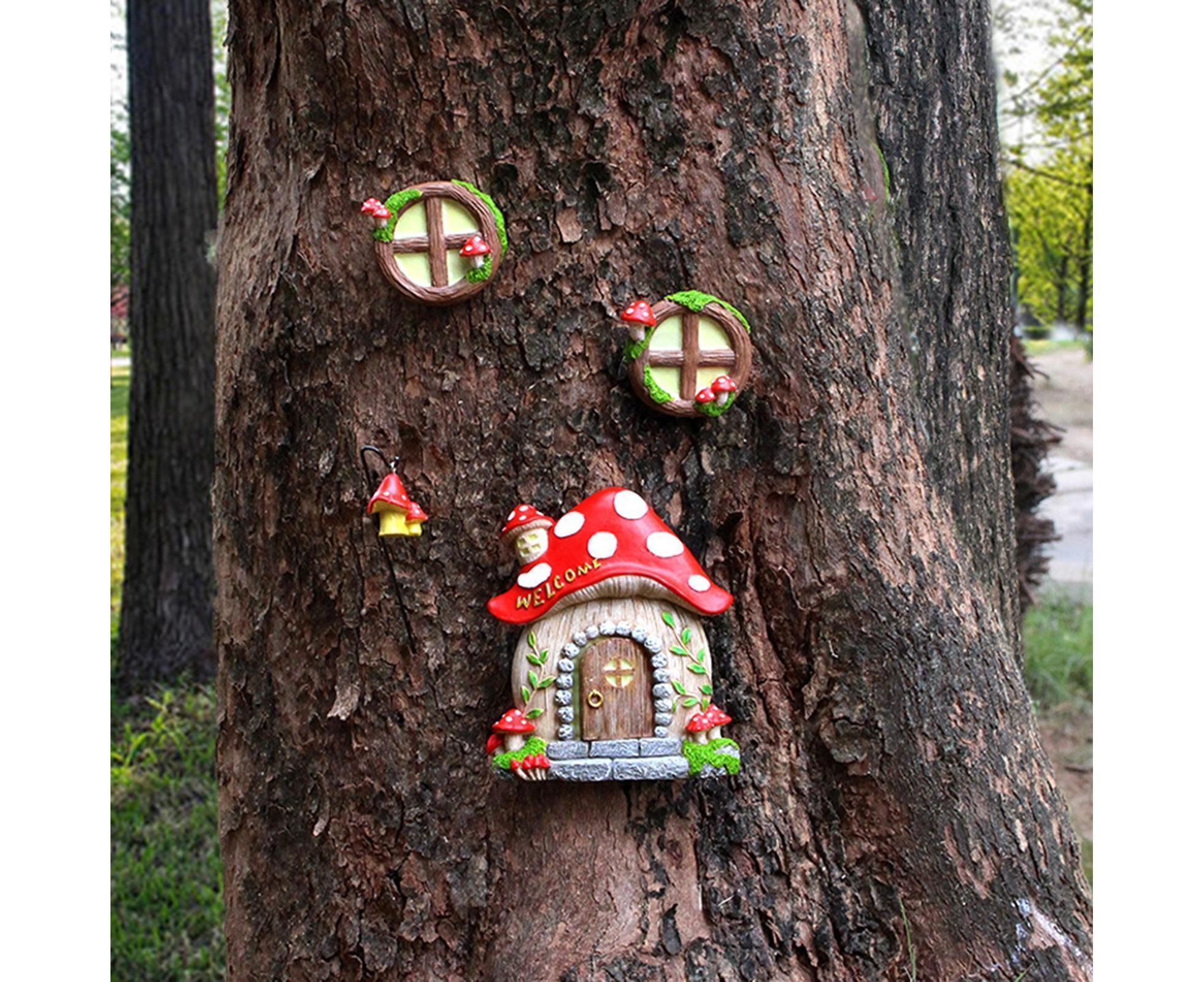 Mushroom House Door Luminous Garden Ornament - Multicolor - Image 3