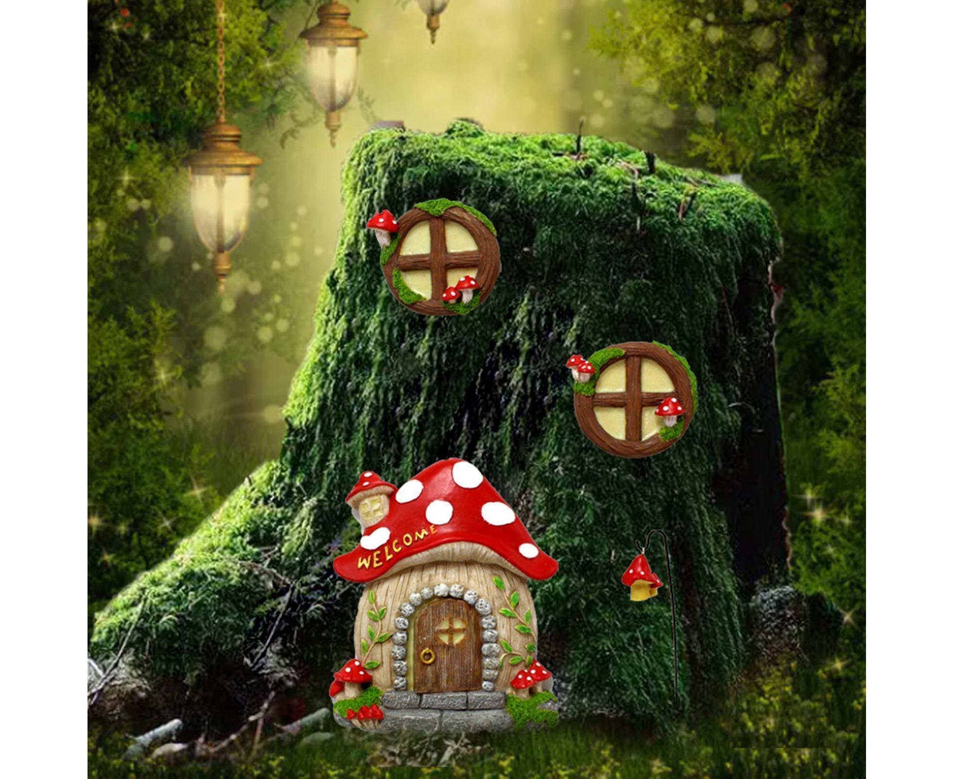 Mushroom House Door Luminous Garden Ornament - Multicolor - Image 8