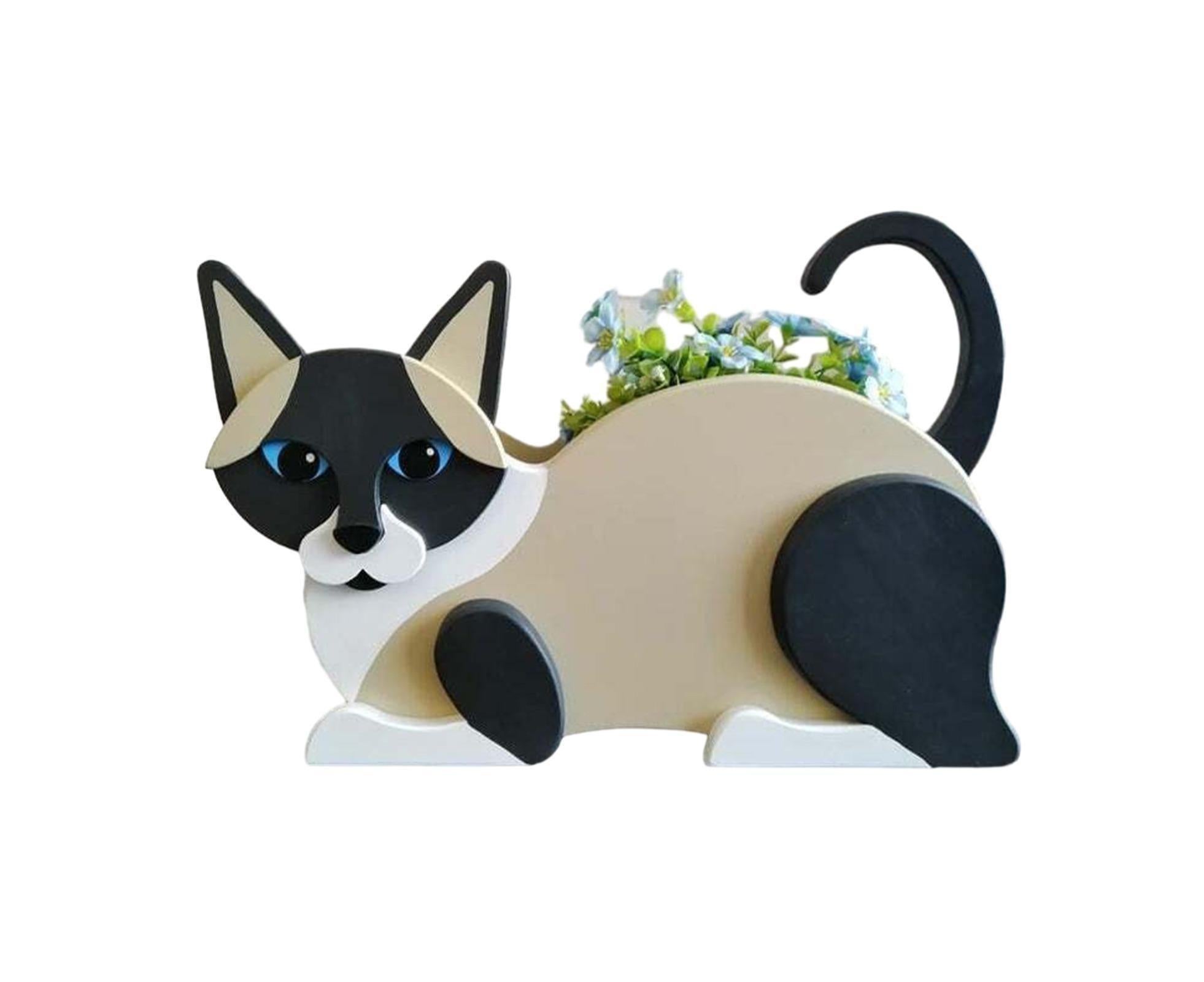 Flower Pot Cat Shape PVC Plant Pot - B - Image 1