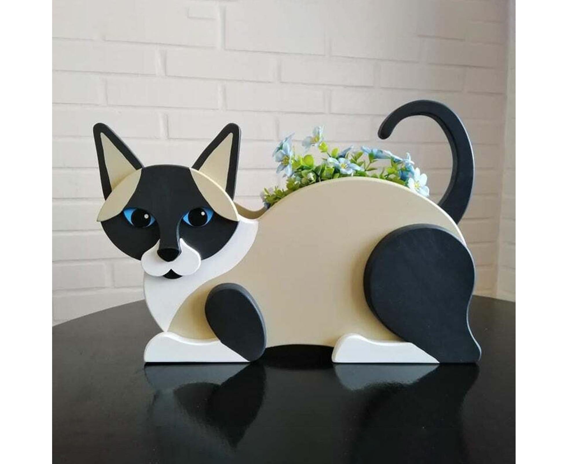 Flower Pot Cat Shape PVC Plant Pot - B - Image 2