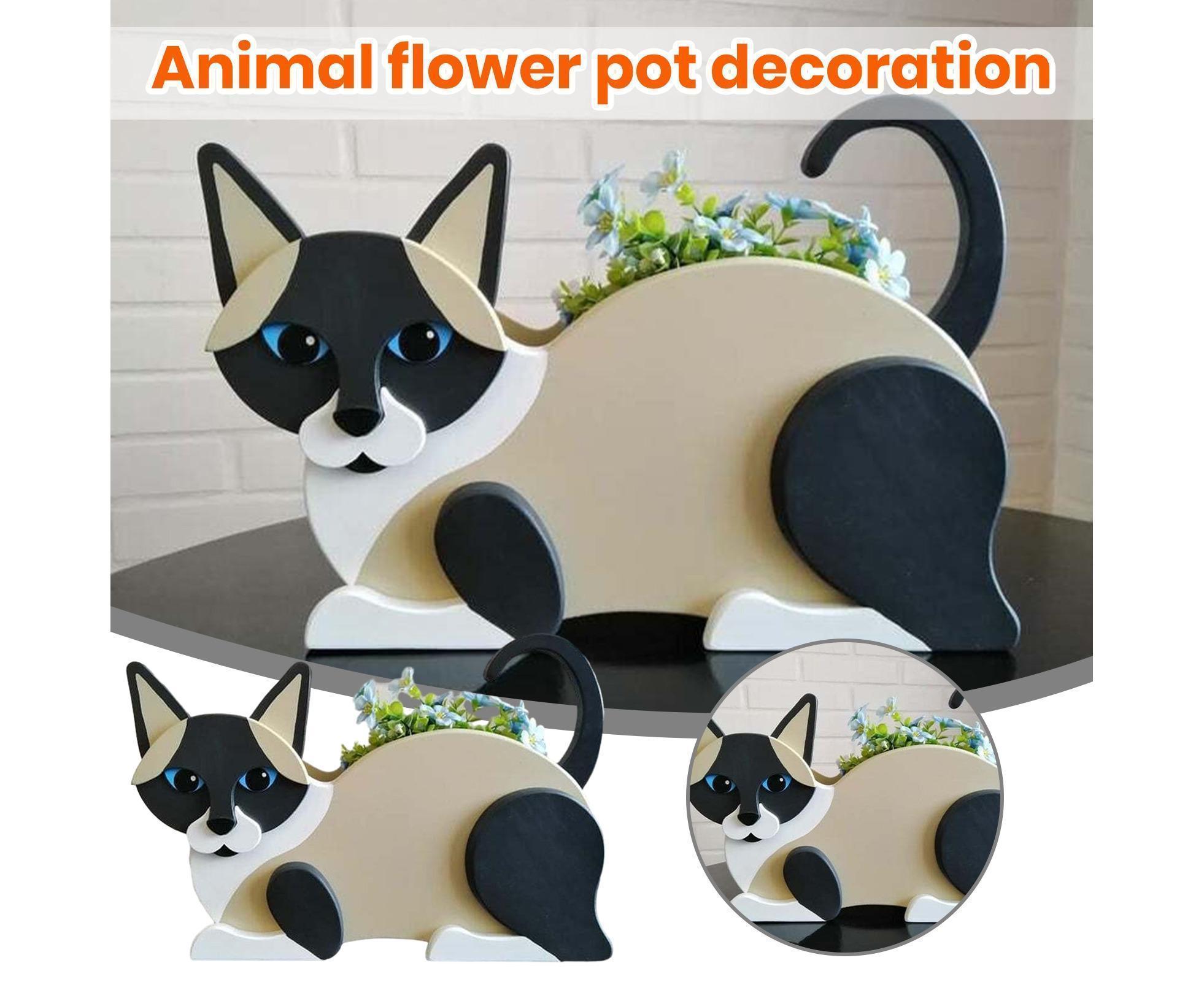 Flower Pot Cat Shape PVC Plant Pot - B - Image 3
