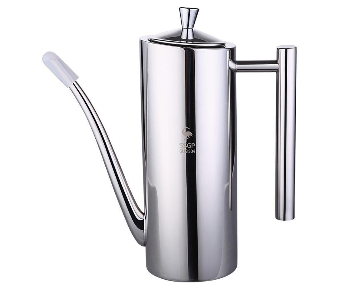 Olive Oil Dispenser Stainless Steel Oil Pot Bottle Oil Vinegar Can straight handle 700ml - Image 1