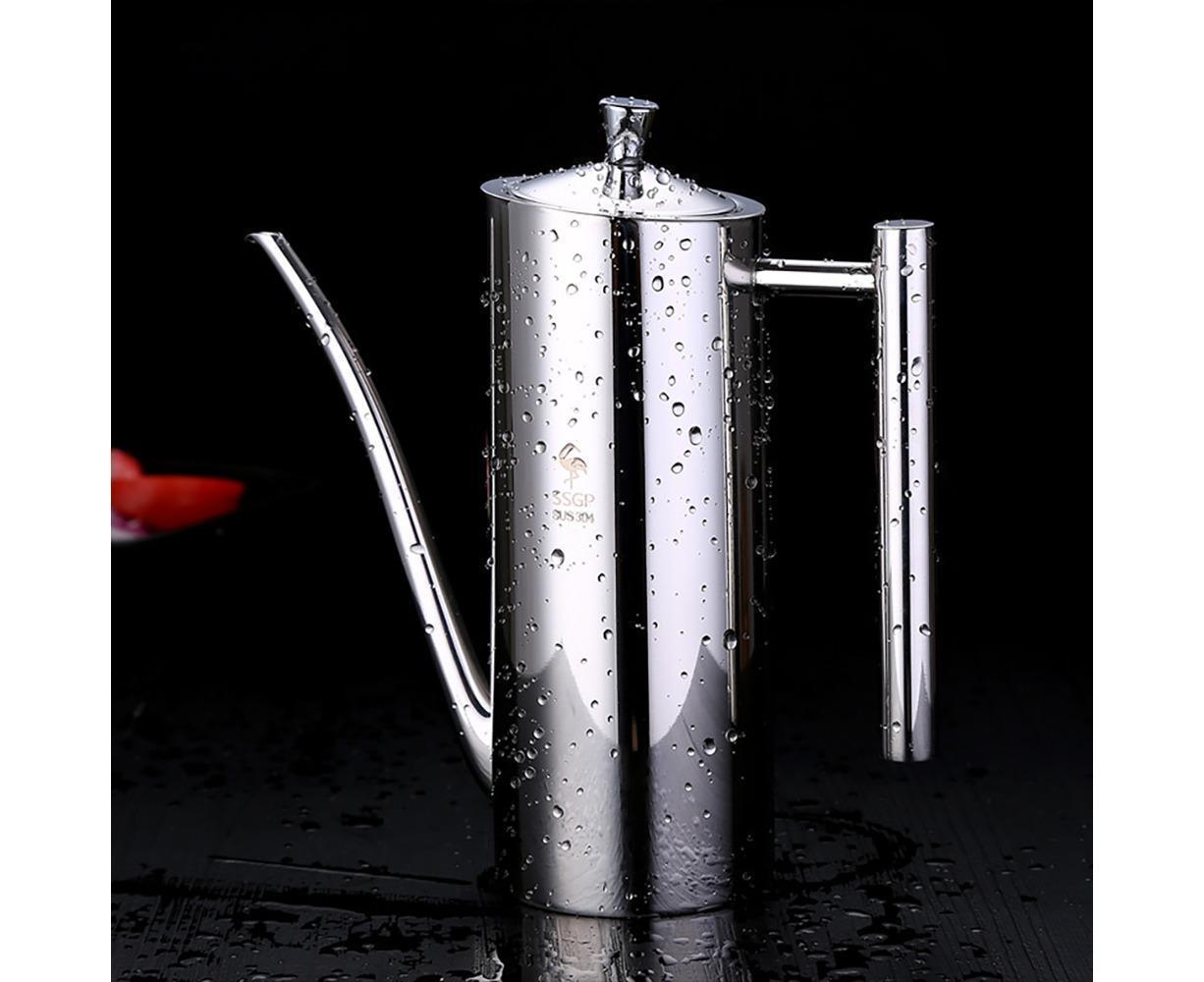 Olive Oil Dispenser Stainless Steel Oil Pot Bottle Oil Vinegar Can straight handle 700ml - Image 2