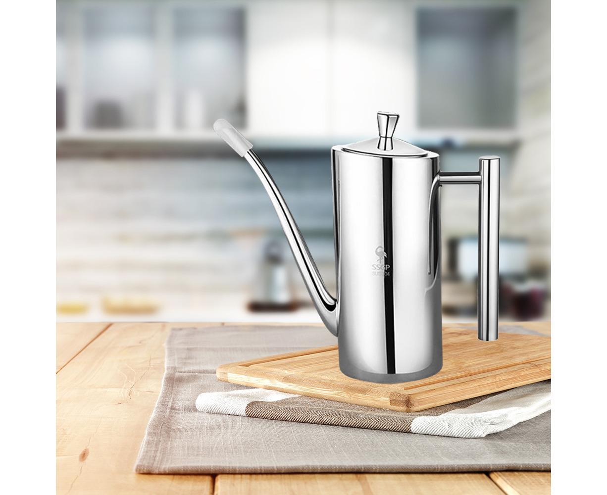 Olive Oil Dispenser Stainless Steel Oil Pot Bottle Oil Vinegar Can straight handle 700ml - Image 3