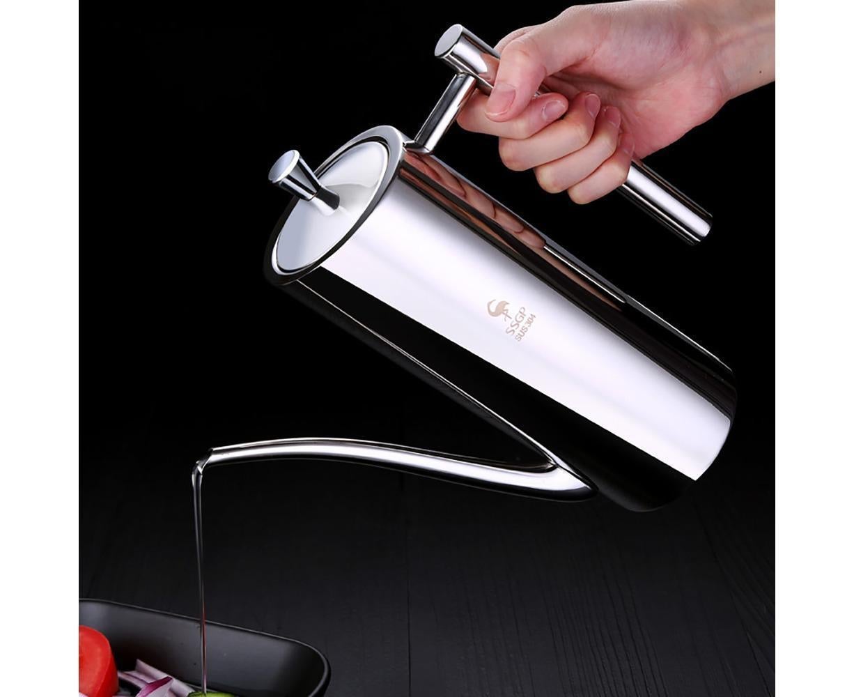 Olive Oil Dispenser Stainless Steel Oil Pot Bottle Oil Vinegar Can straight handle 700ml - Image 6