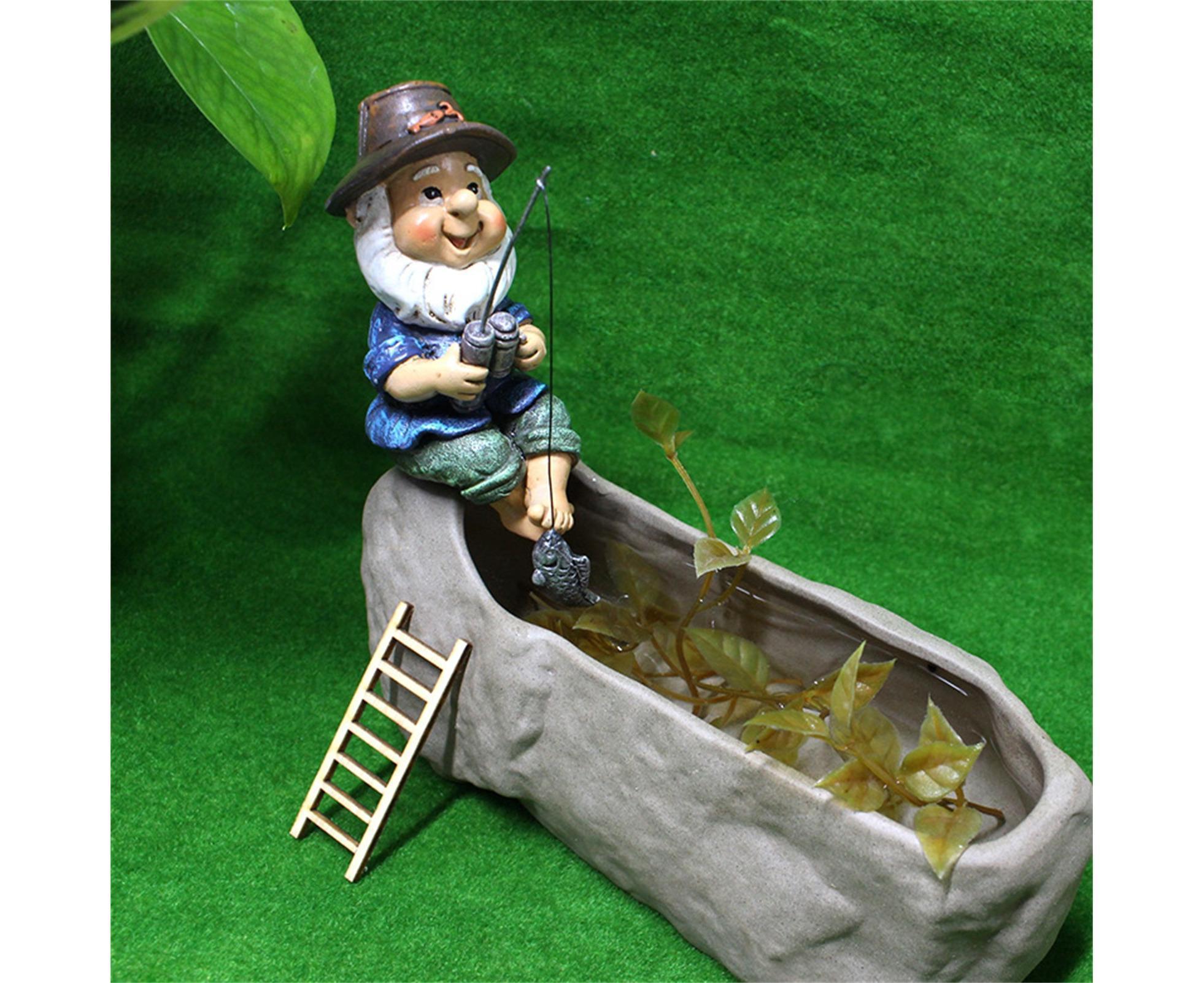 Lovely Fishing Man Shape Statue Decor Adorable Handmade Resin Statue Model for Garden-Fishing - Image 4
