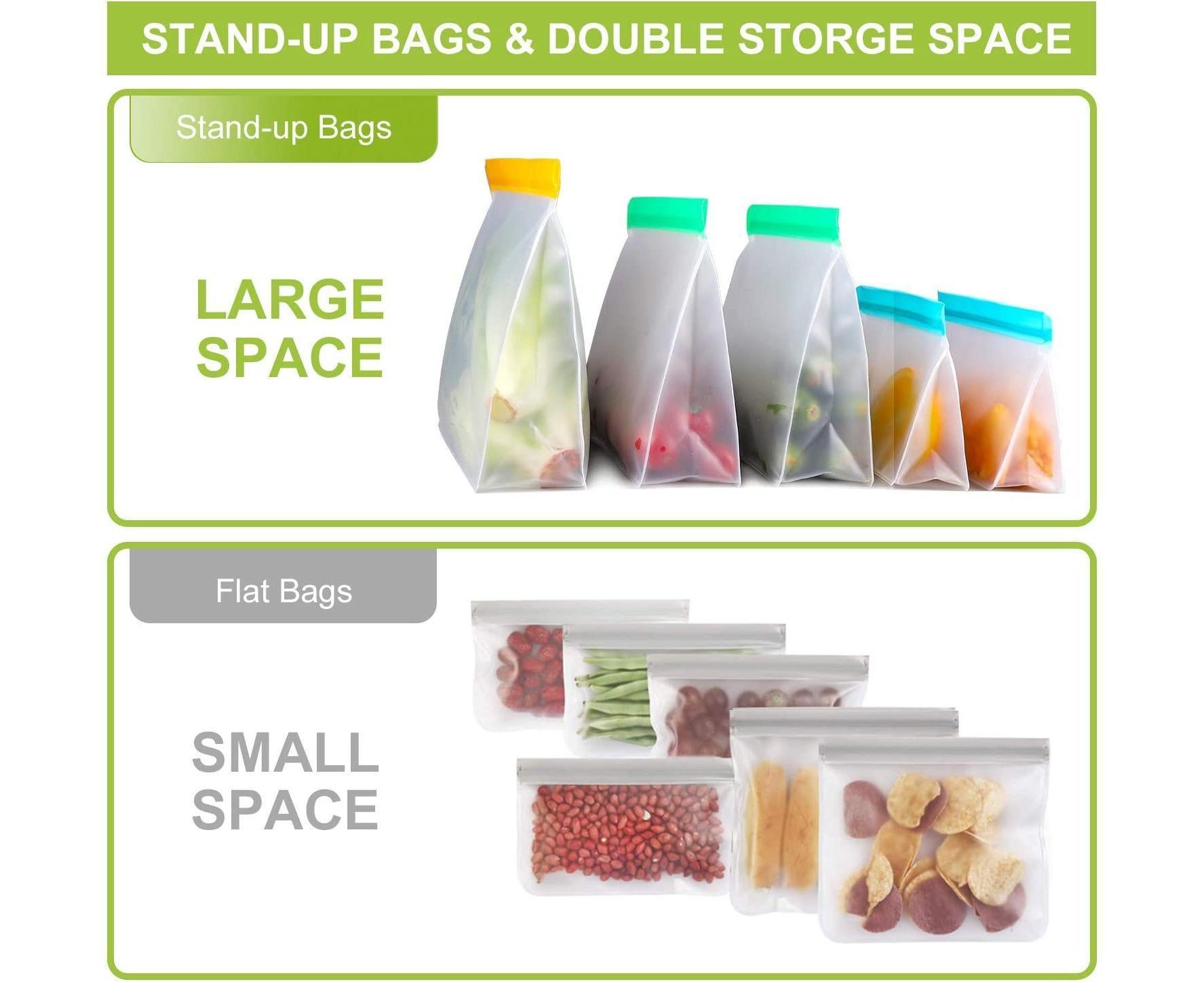 Reusable Storage Bags - Leakproof - 5 Pack Gallon Bags - Image 3