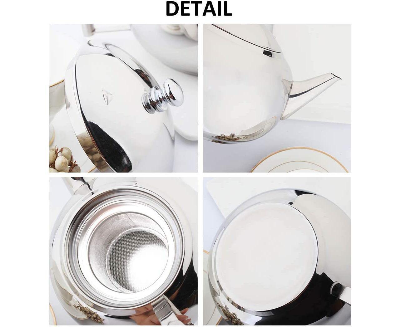 Teapot with Infuser - Stainless Steel - 2 Liter Kettle - Image 3