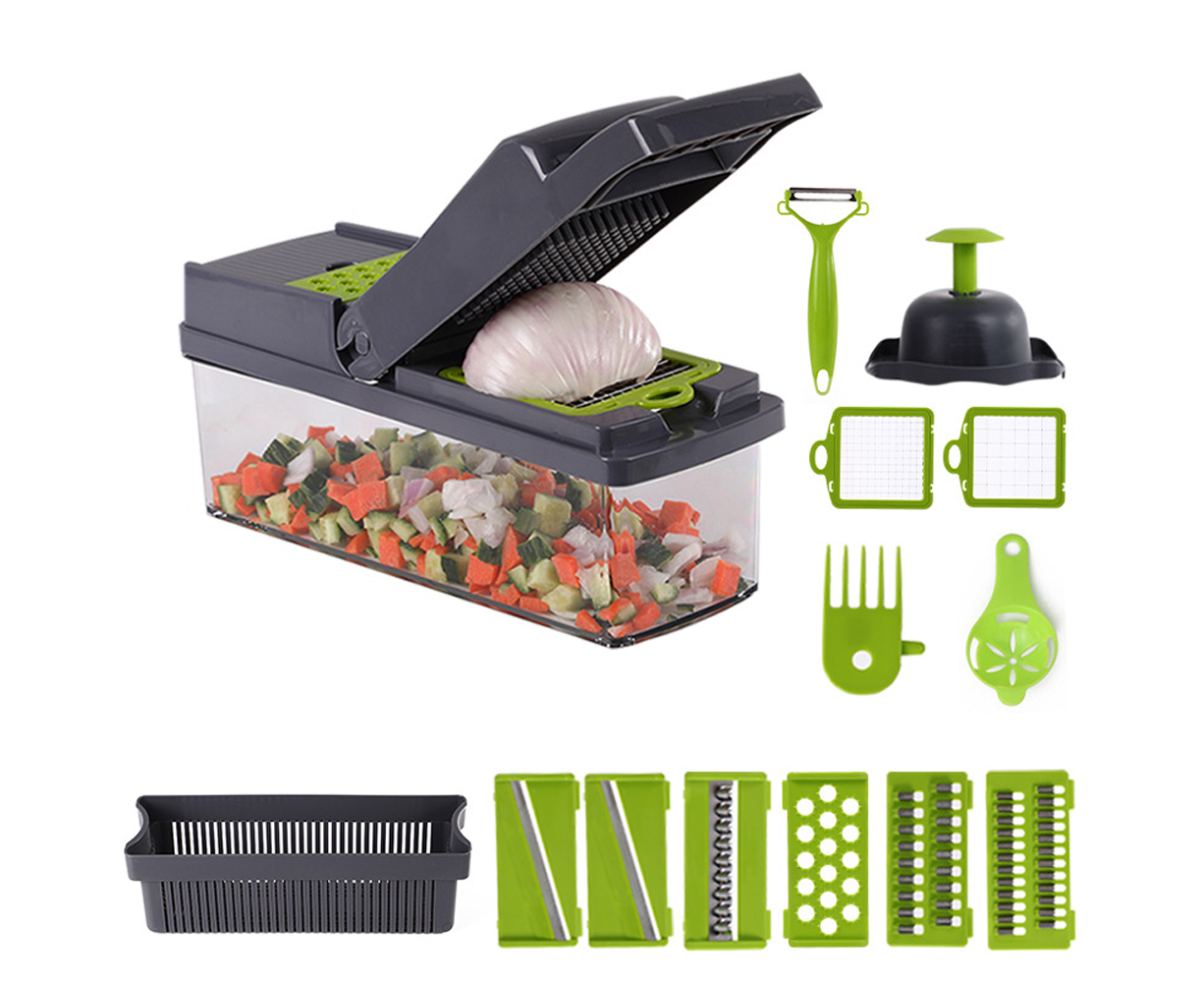 Vegetable Slicer, Onion Mincer Chopper, Vegetable Chopper, Cutter, Dicer, Egg Slicer with Container - Image 1
