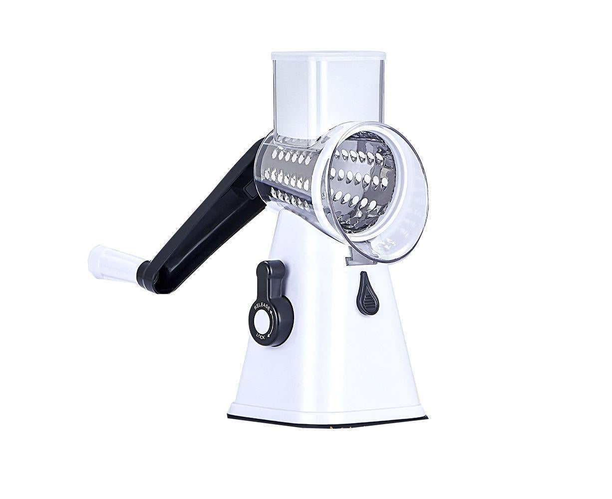 Kitchen Multifunction Vegetable Food Slicer Manual Rotary Drum Grater Chopper WHITE - Image 1