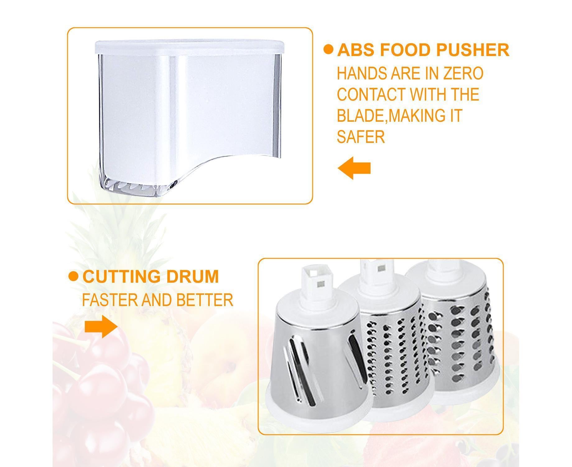 Kitchen Multifunction Vegetable Food Slicer Manual Rotary Drum Grater Chopper WHITE - Image 3