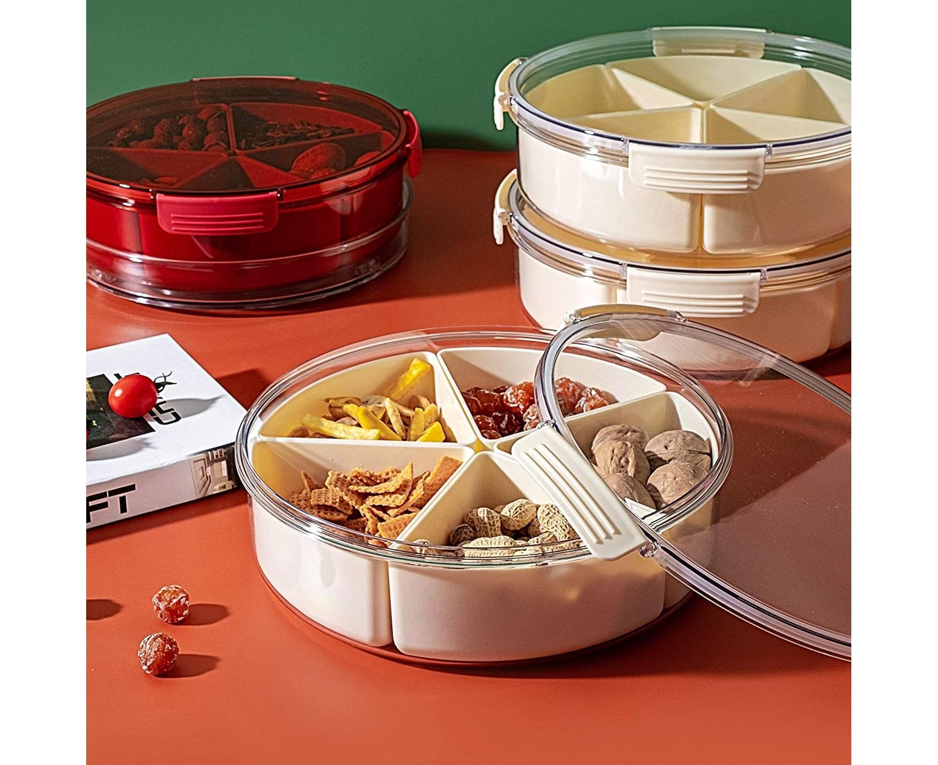 White Round Plastic Tray - Divided Serving - Food Storage - Image 5
