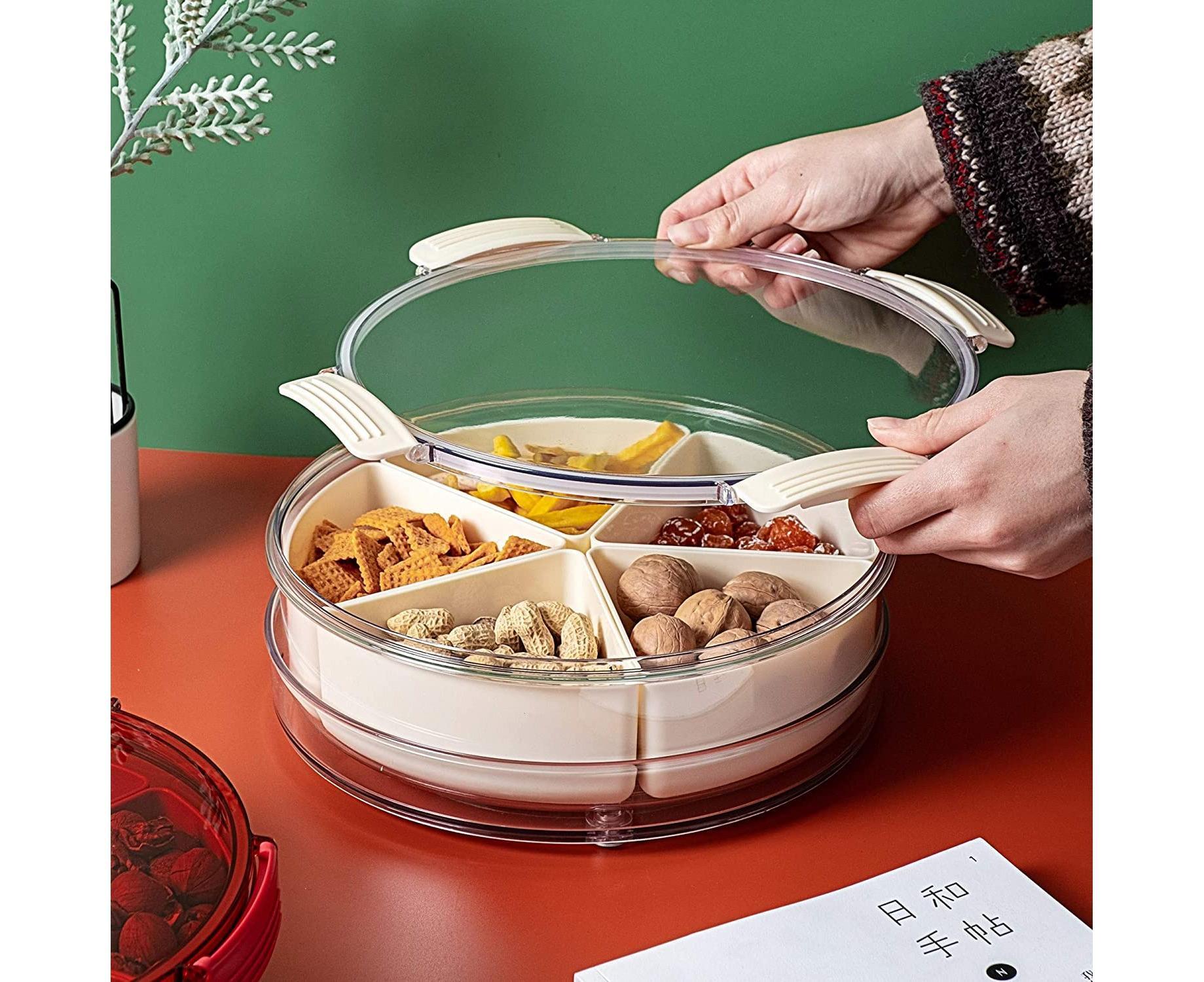 White Round Plastic Tray - Divided Serving - Food Storage - Image 6