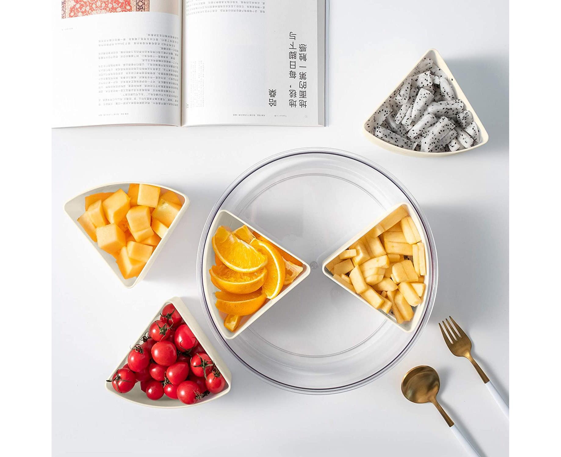 White Round Plastic Tray - Divided Serving - Food Storage - Image 8
