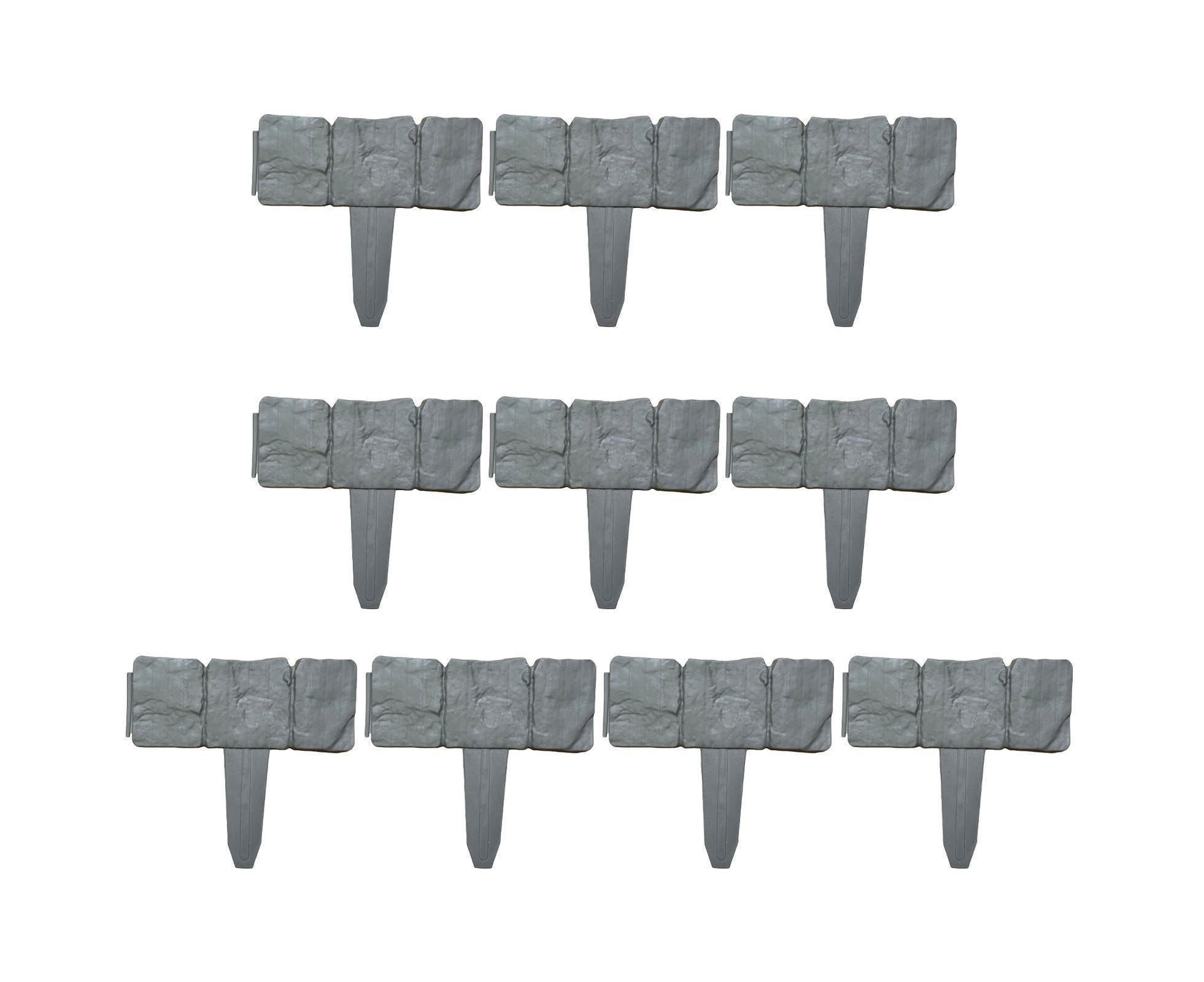 10pcs Garden Edging Border Faux Stone - Grey - Image 1
