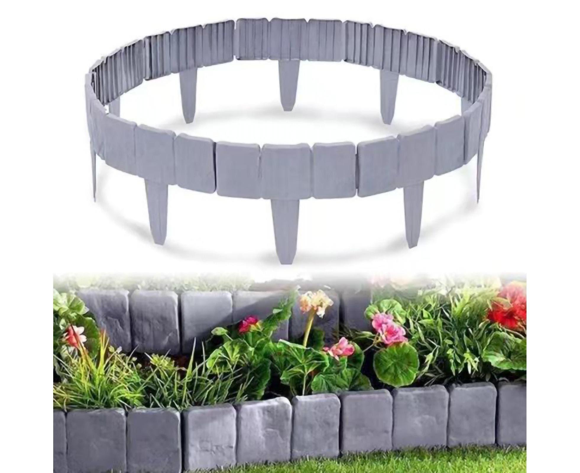 10pcs Garden Edging Border Faux Stone - Grey - Image 3