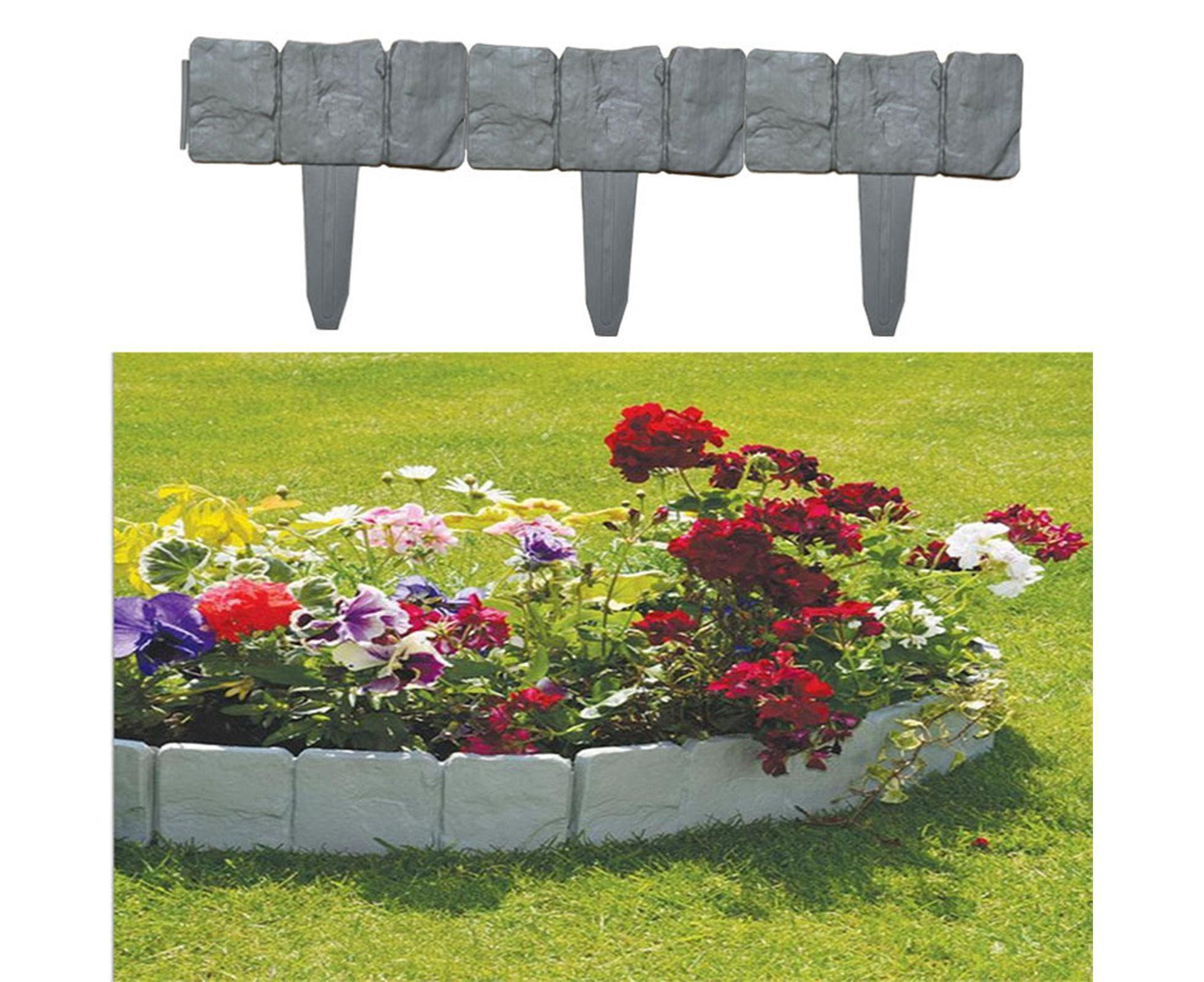 10pcs Garden Edging Border Faux Stone - Grey - Image 5