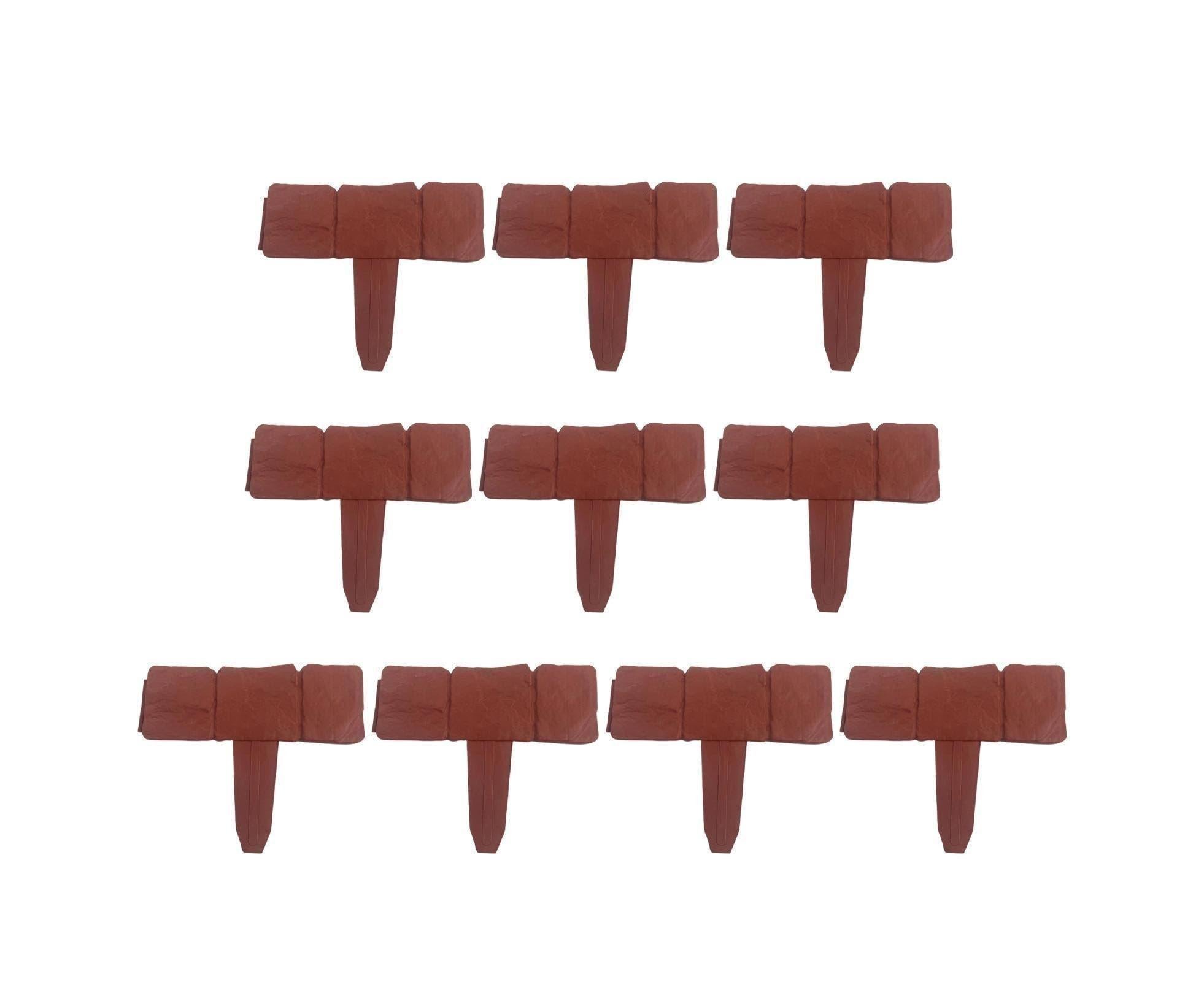 10pcs Garden Edging Border Faux Stone - Brown - Image 1