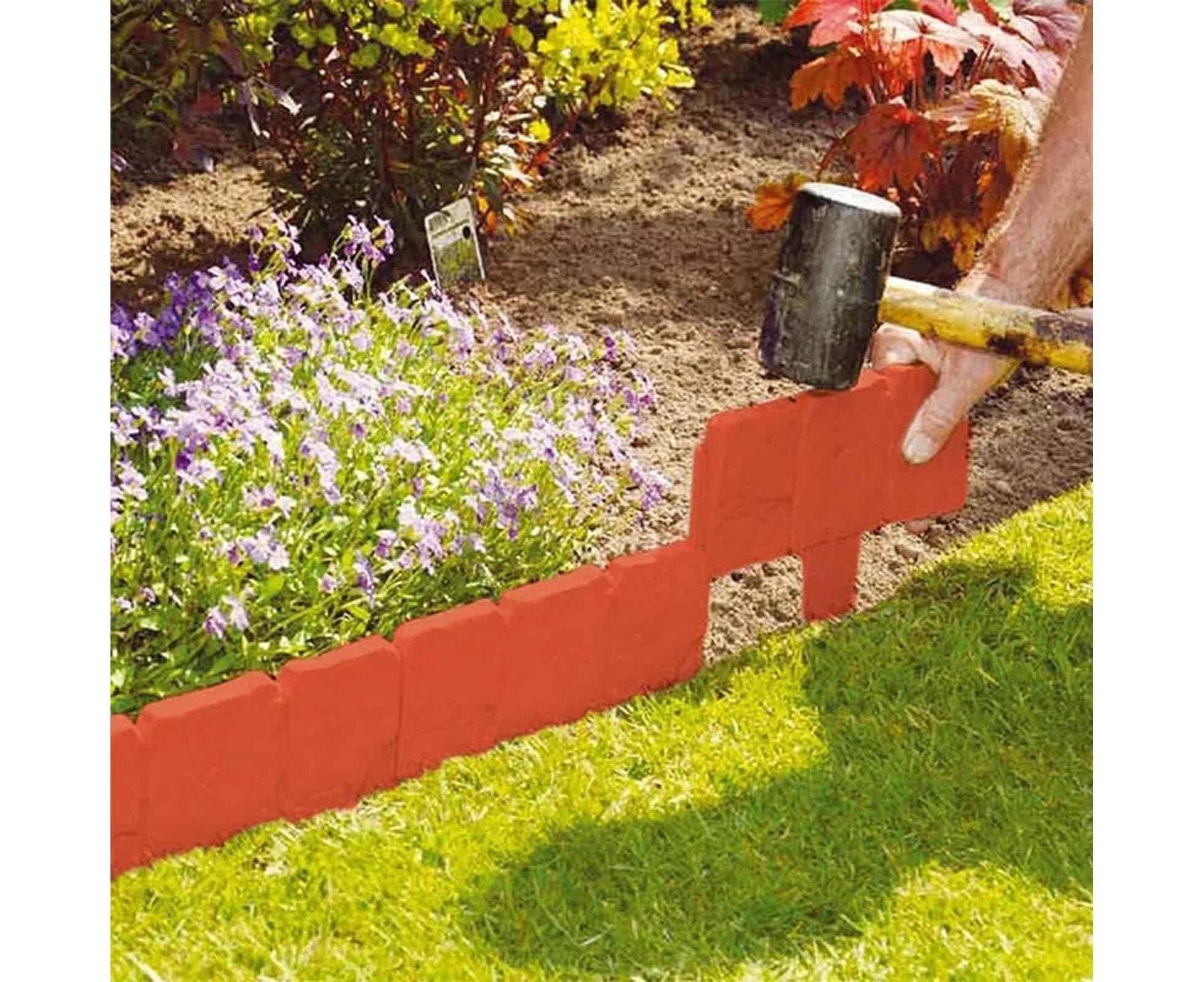 10pcs Garden Edging Border Faux Stone - Brown - Image 2