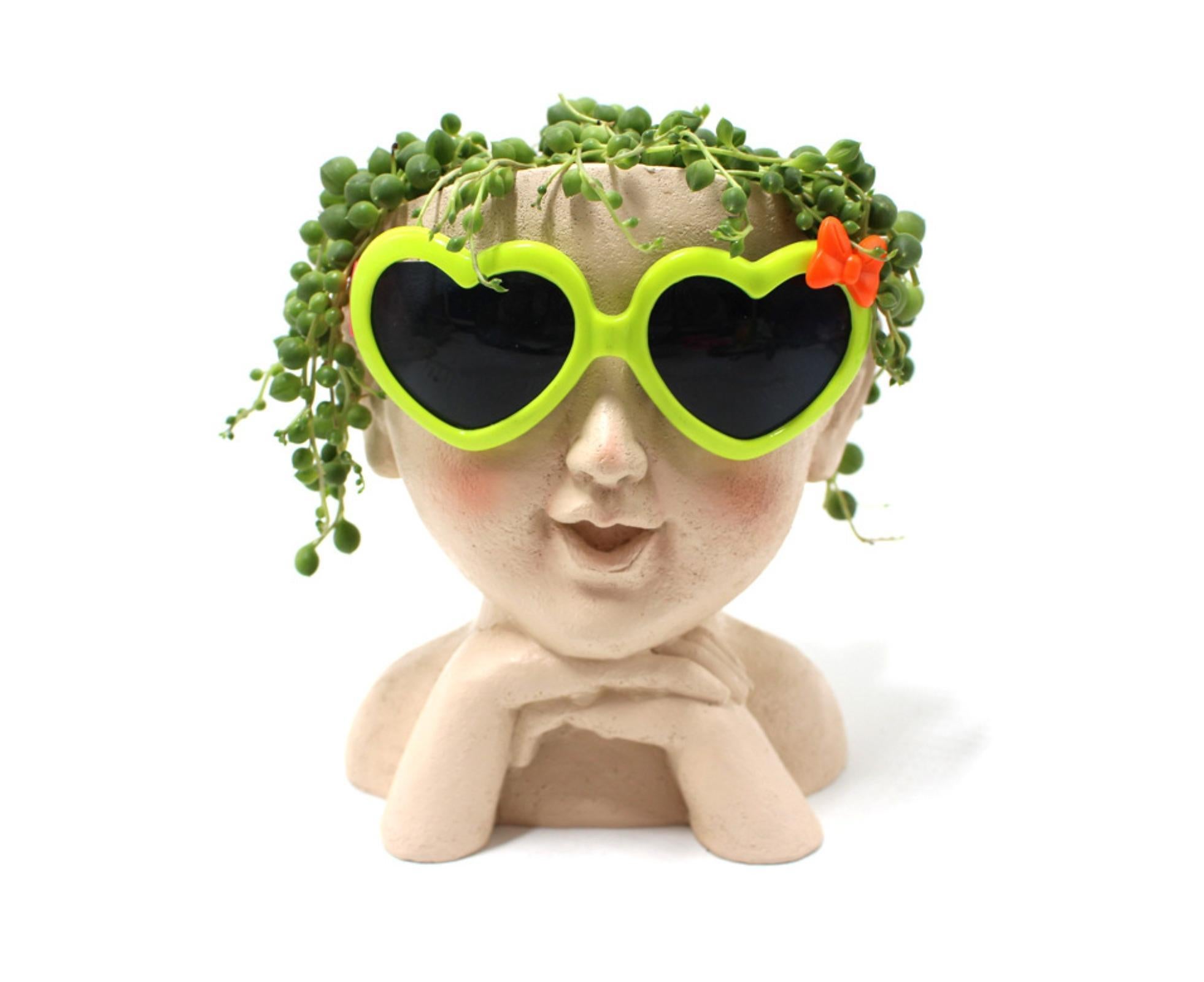 Face Flower Pot with Drainage Resin Succulent Cactus Plant Face Planter Garden Supplies-Multicolor - Image 3