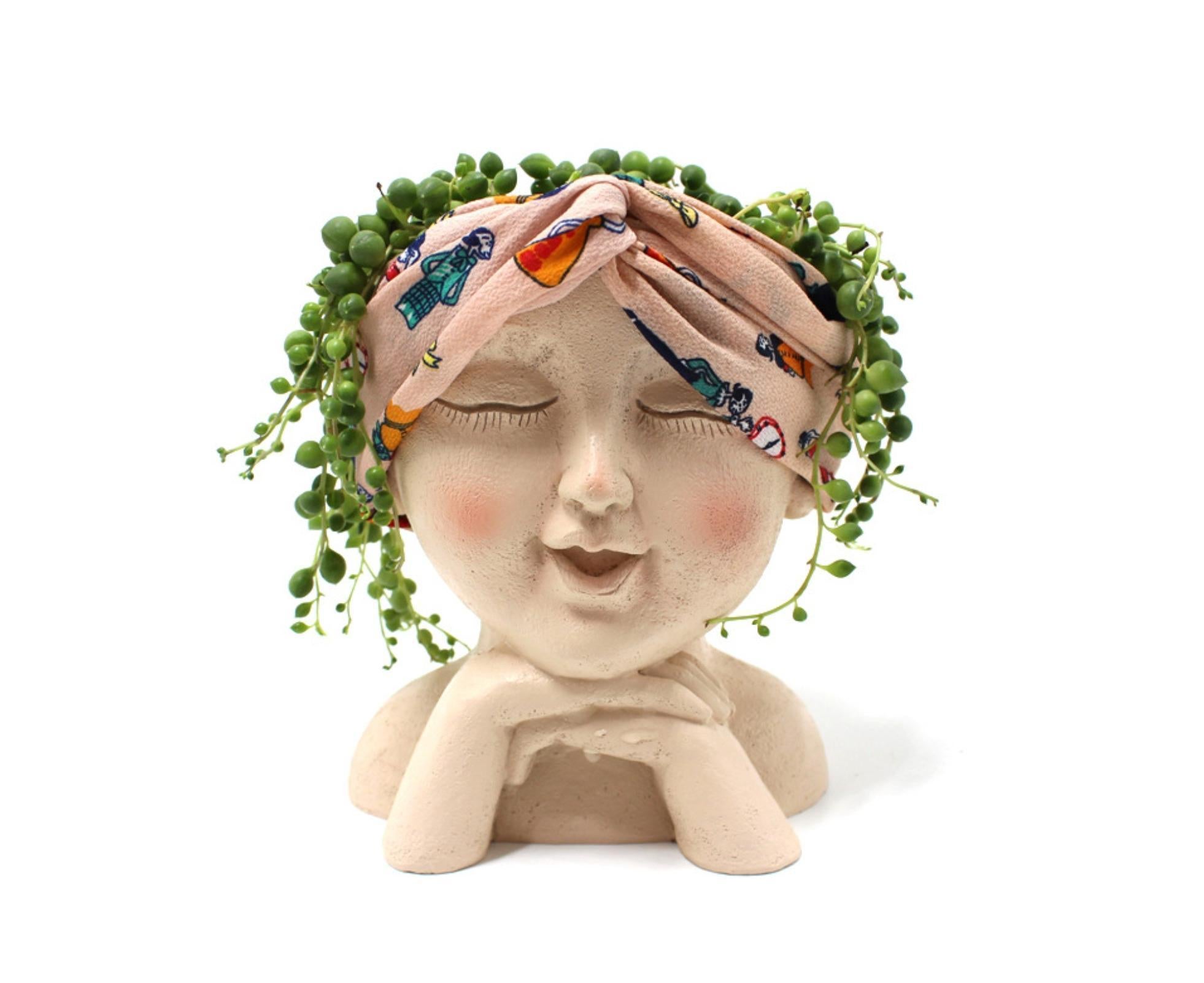 Face Flower Pot with Drainage Resin Succulent Cactus Plant Face Planter Garden Supplies-Multicolor - Image 5