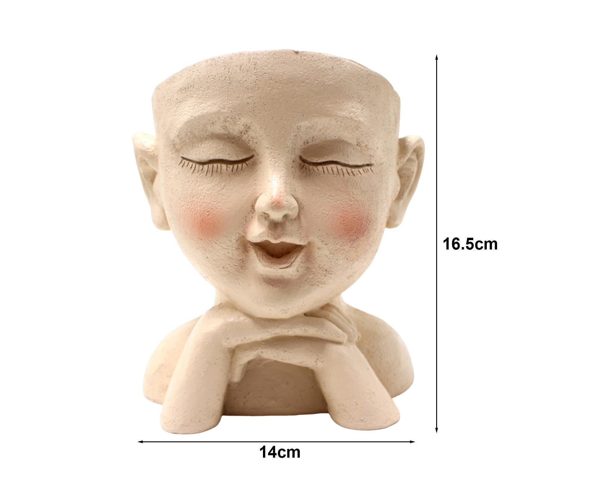 Face Flower Pot with Drainage Resin Succulent Cactus Plant Face Planter Garden Supplies-Multicolor - Image 6